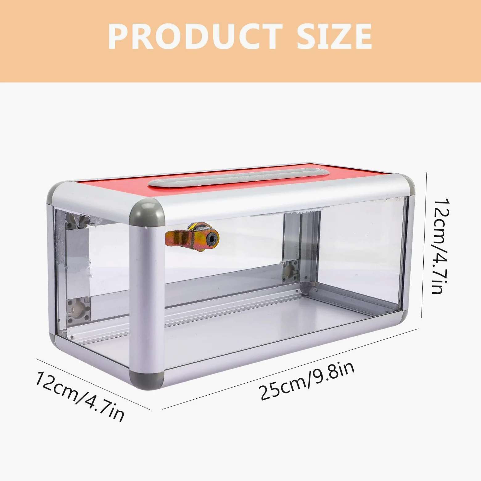 BESTYASH Porta Biglietti da Visita in Acrilico e Lega di Alluminio Argento Serratura, Custodia Elegante e Facile da Usare per Ufficio e Viaggi, Design Trasparente e Struttura Semplice