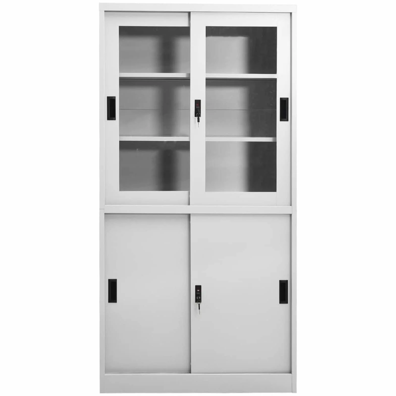 Gecheer Armadio con Anta Scorrevole Grigio Chiaro 90x40x180 cm Acciaio