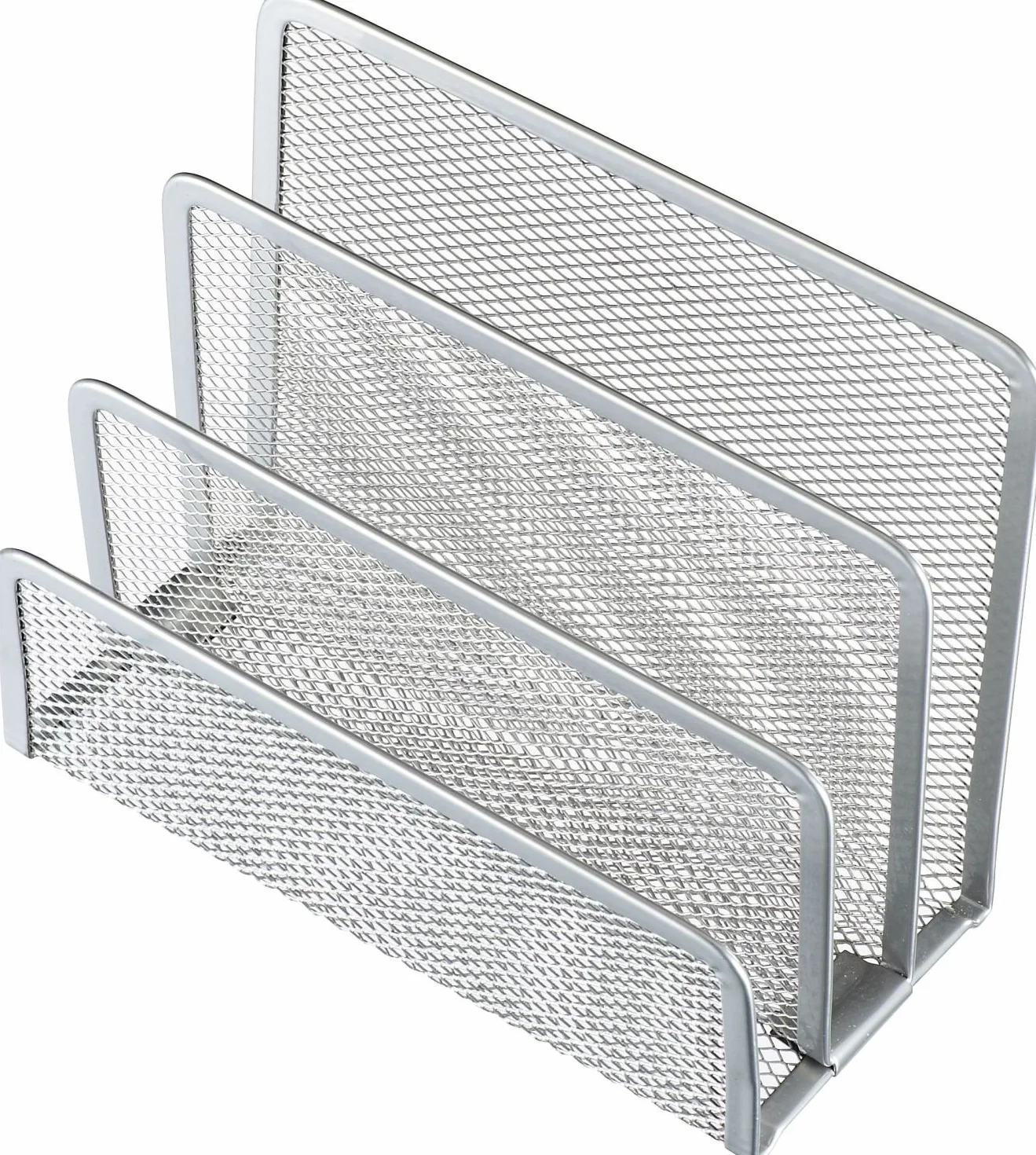Porta-lettere a 3 scomparti in metallo 140 x 70 x 97 mm argento