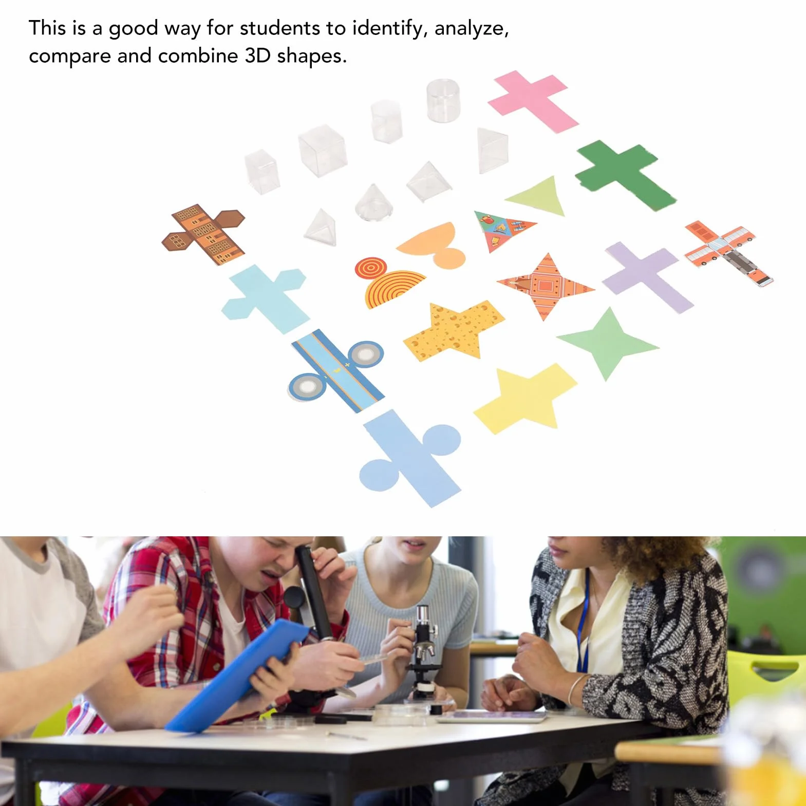 Solidi Geometrici Trasparenti 8 Pezzi Forme 3D Educative con Carta Pieghevole Coperchi Rimovibili
