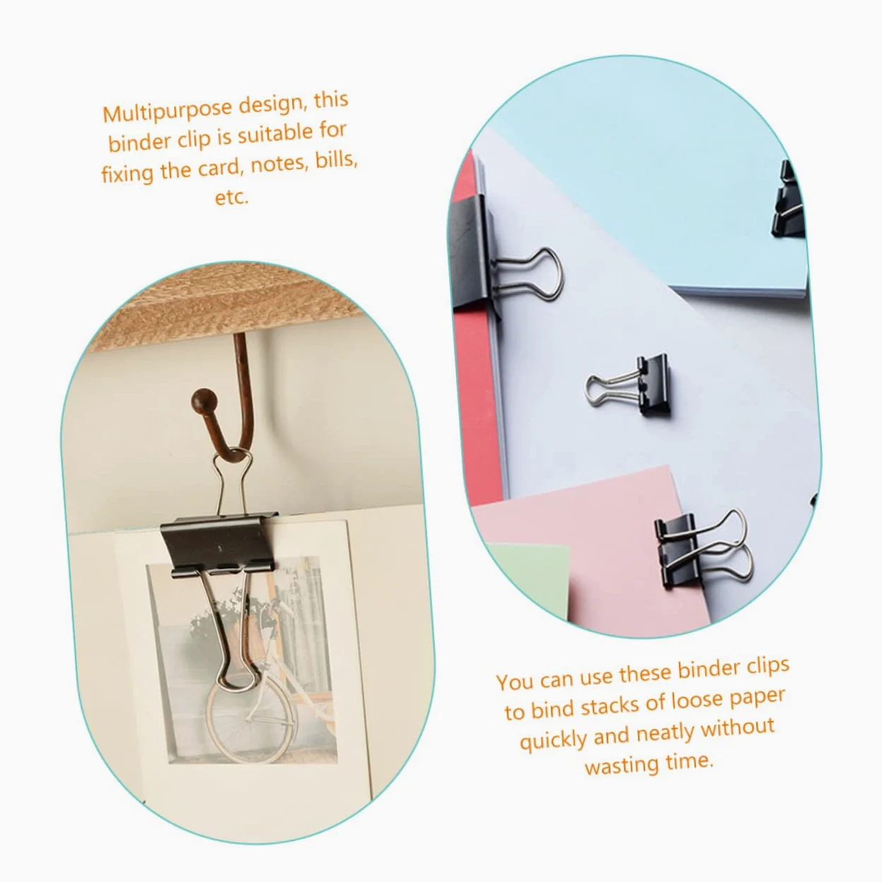 Binder Clips Large 51mm Neri in Ferro, 36 Pezzi, per Documenti | Festa Scuola Decor, Paper Clips e Paper Clamps, Facile Rimozione per Note e Bollette