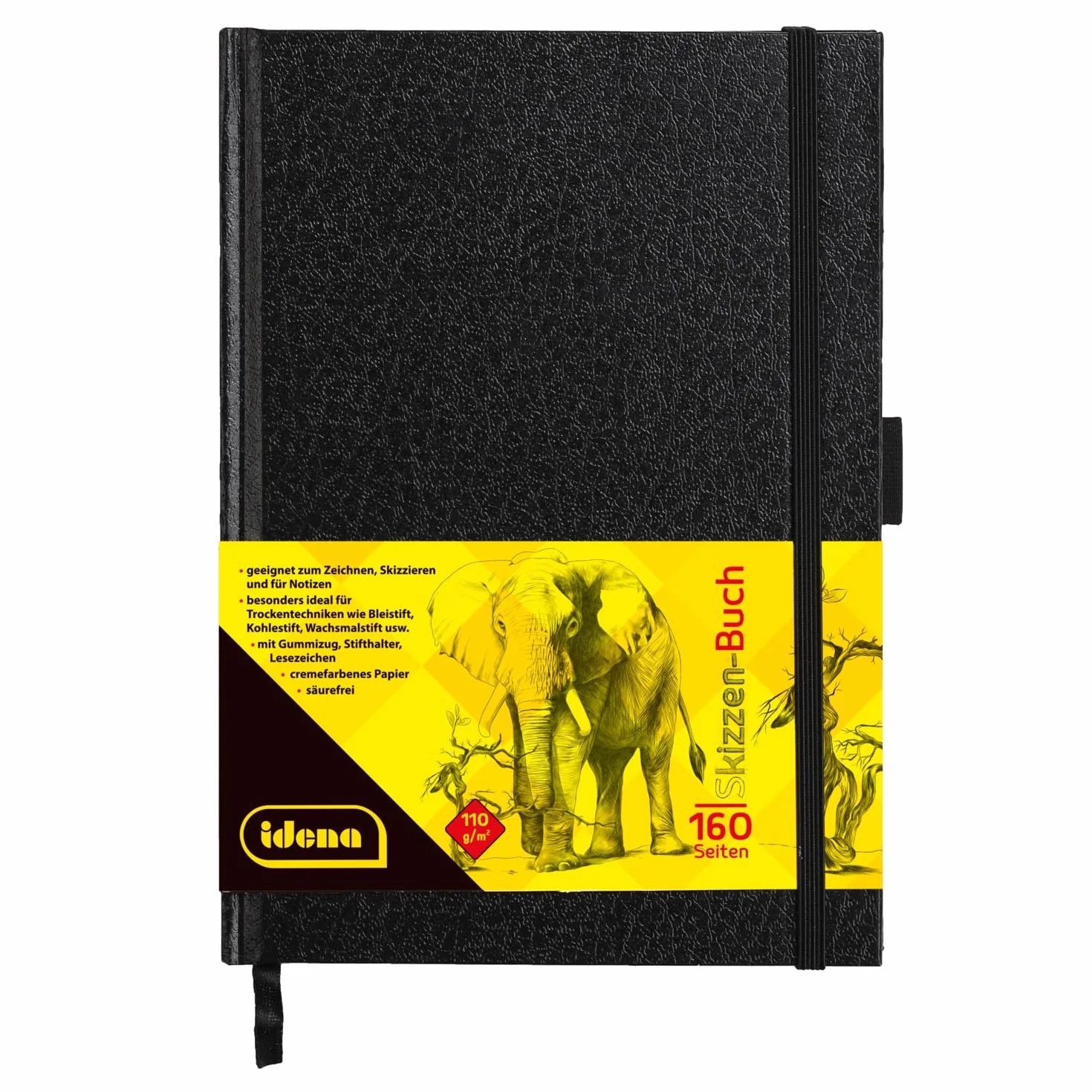 Idena Quaderno per schizzi A5 80 fogli 110 g/m² copertina rigida nera