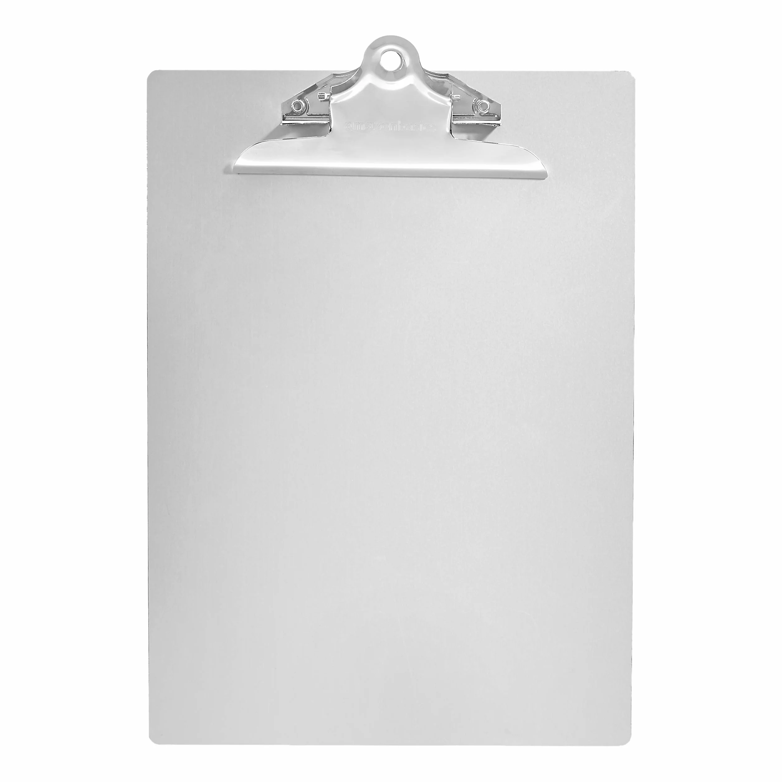 Amazon Basics Tavoletta in alluminio - Formato A4, pinza standard, 1 unità, confezione da 6, Argento, 22,6 x 4,2 x 33 cm