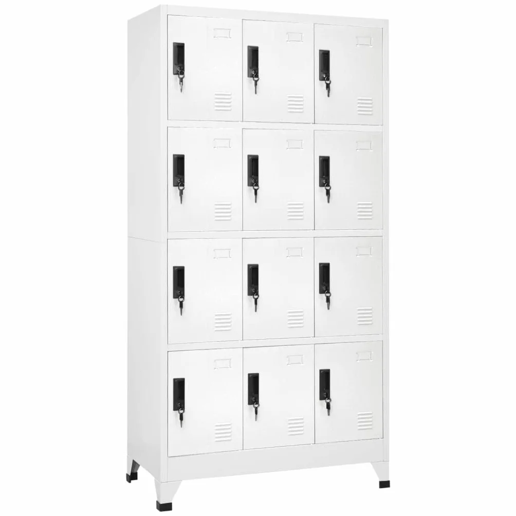 vidaXL Armadietto con Serratura Bianco 90x45x180 cm in Acciaio