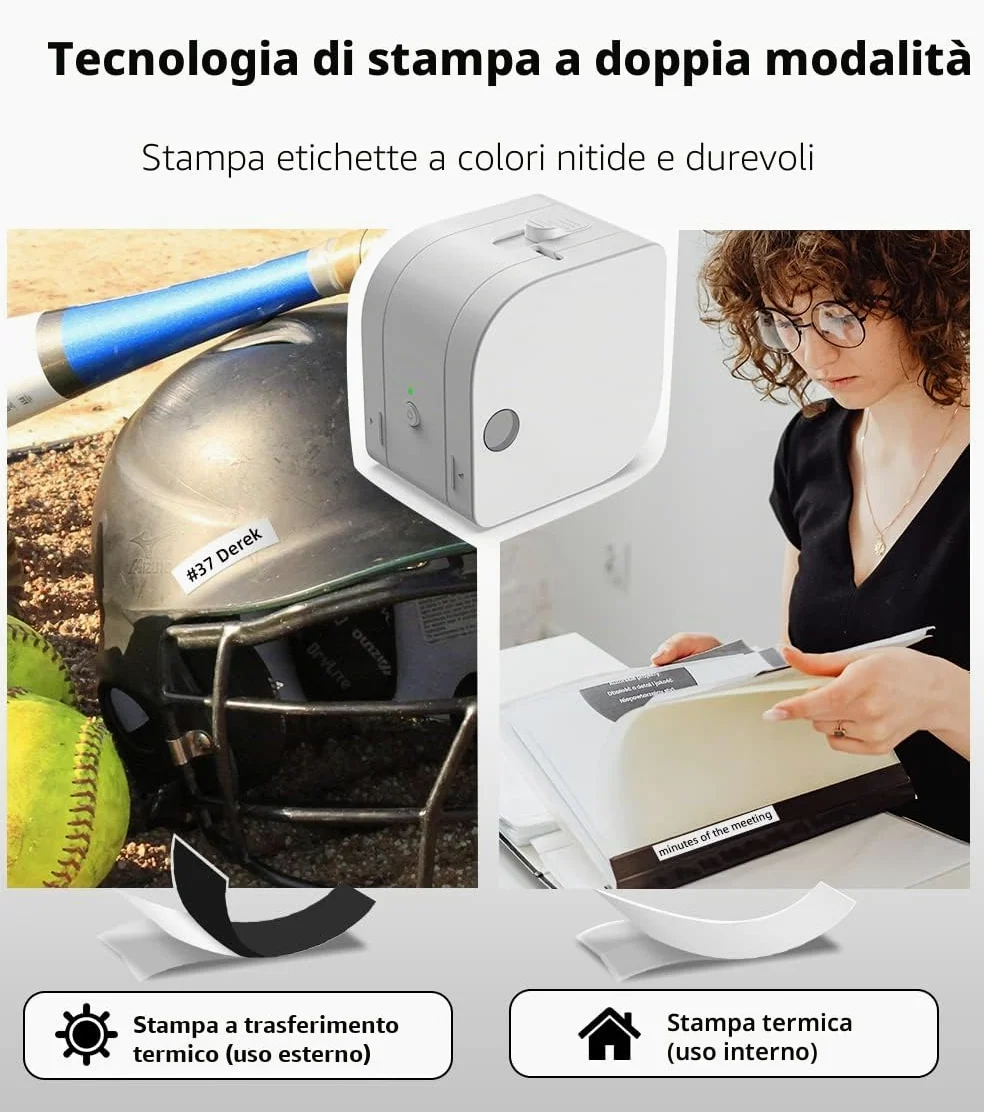 Phomemo Stampante per etichette P12-Pro Bluetooth con 3 nastri per etichette, stampante termica per etichette ricaricabile tramite USB, per casa e ufficio, stampante per etichette per Android e iOS