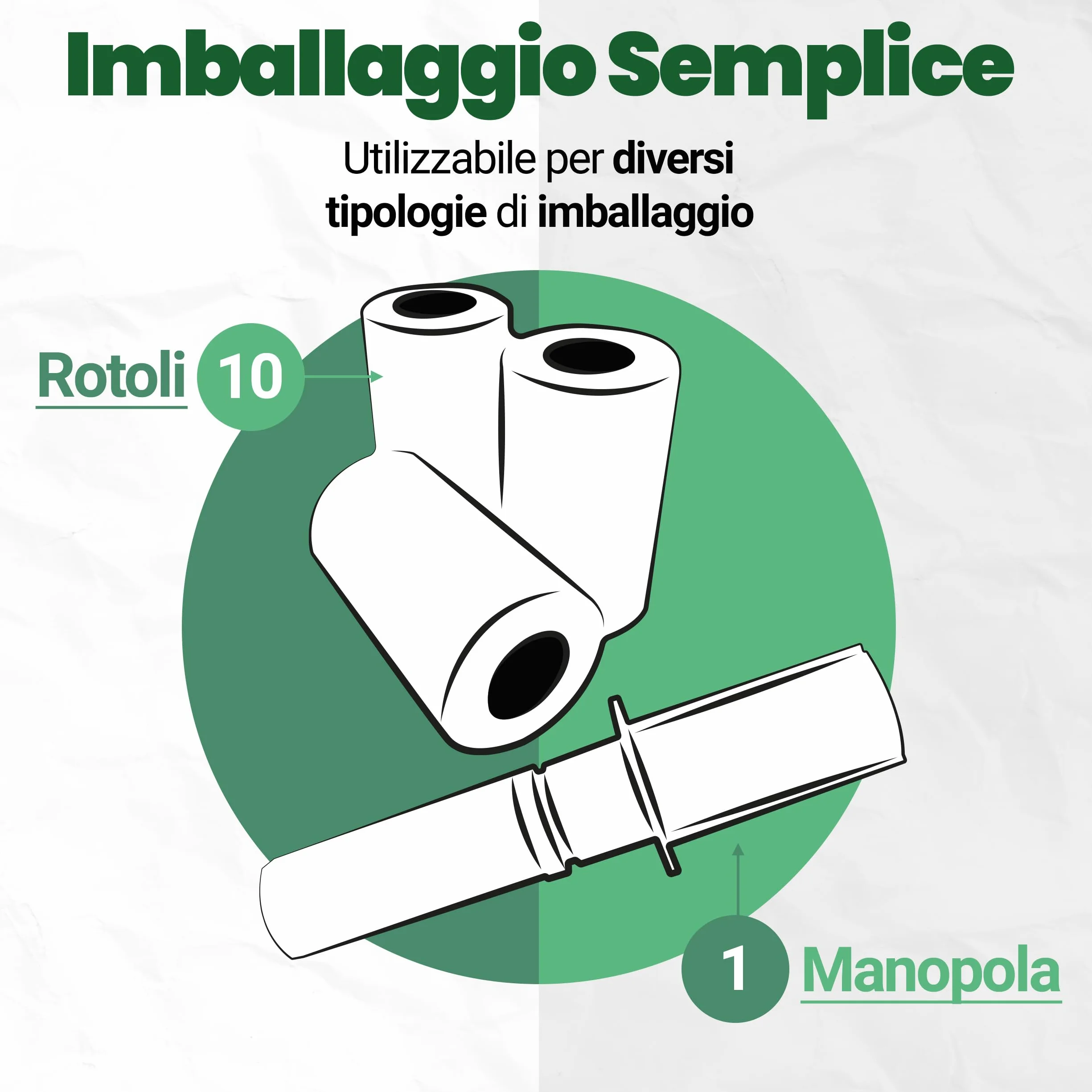 Plastisak - Pellicola Imballaggio Trasparente H 12,5 cm, Cellophane Estensibile Versatile per Pallet, Imballaggi e Copertura Igienica – Kit da 10 Rotoli e Manico Ergonomico