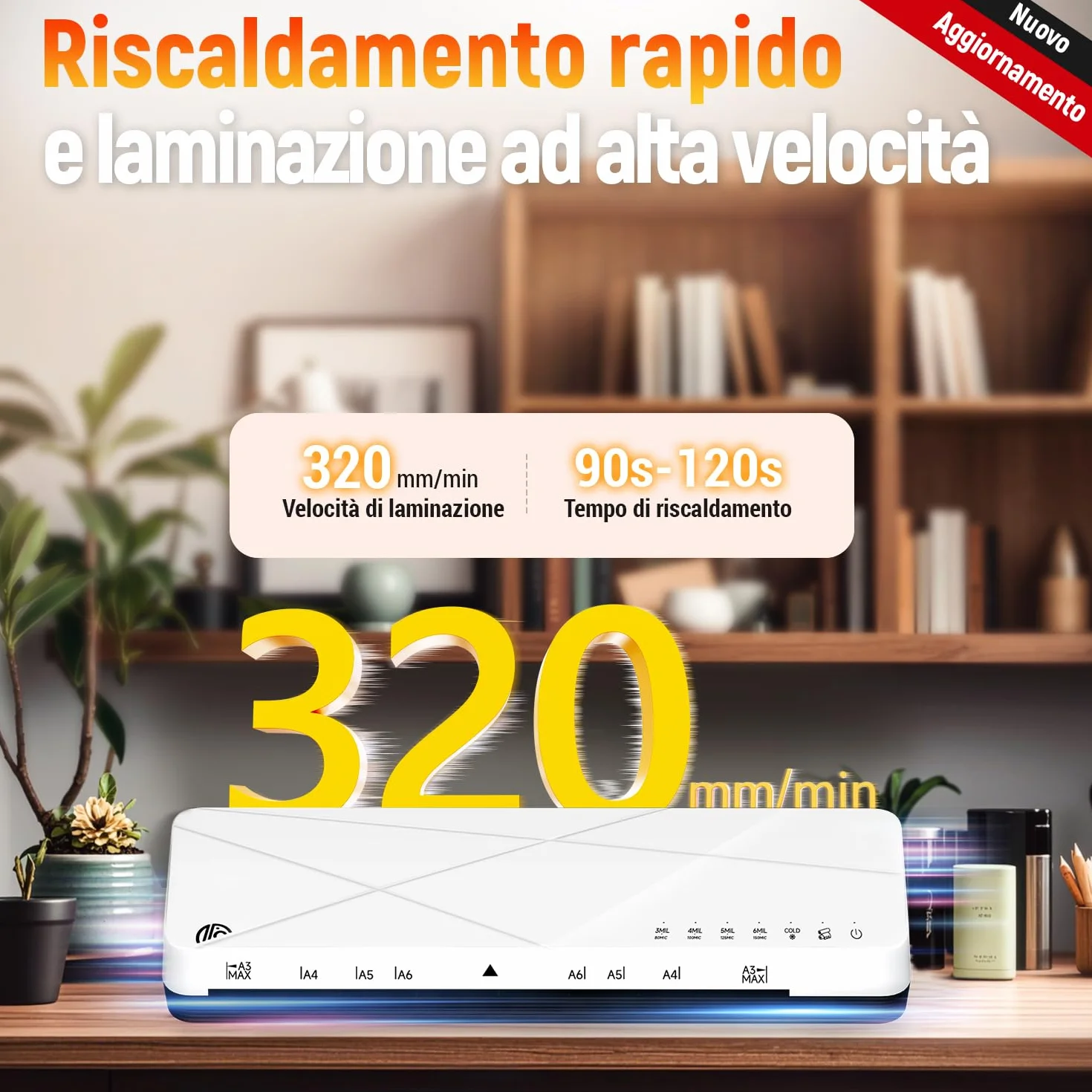 MAXDONE Plastificatrice A3 in 6 Modalità di Laminazione - ABS e Spegnimento Automatico, con Buste di Laminazione, Taglierina e Arrotolatore d'angoli