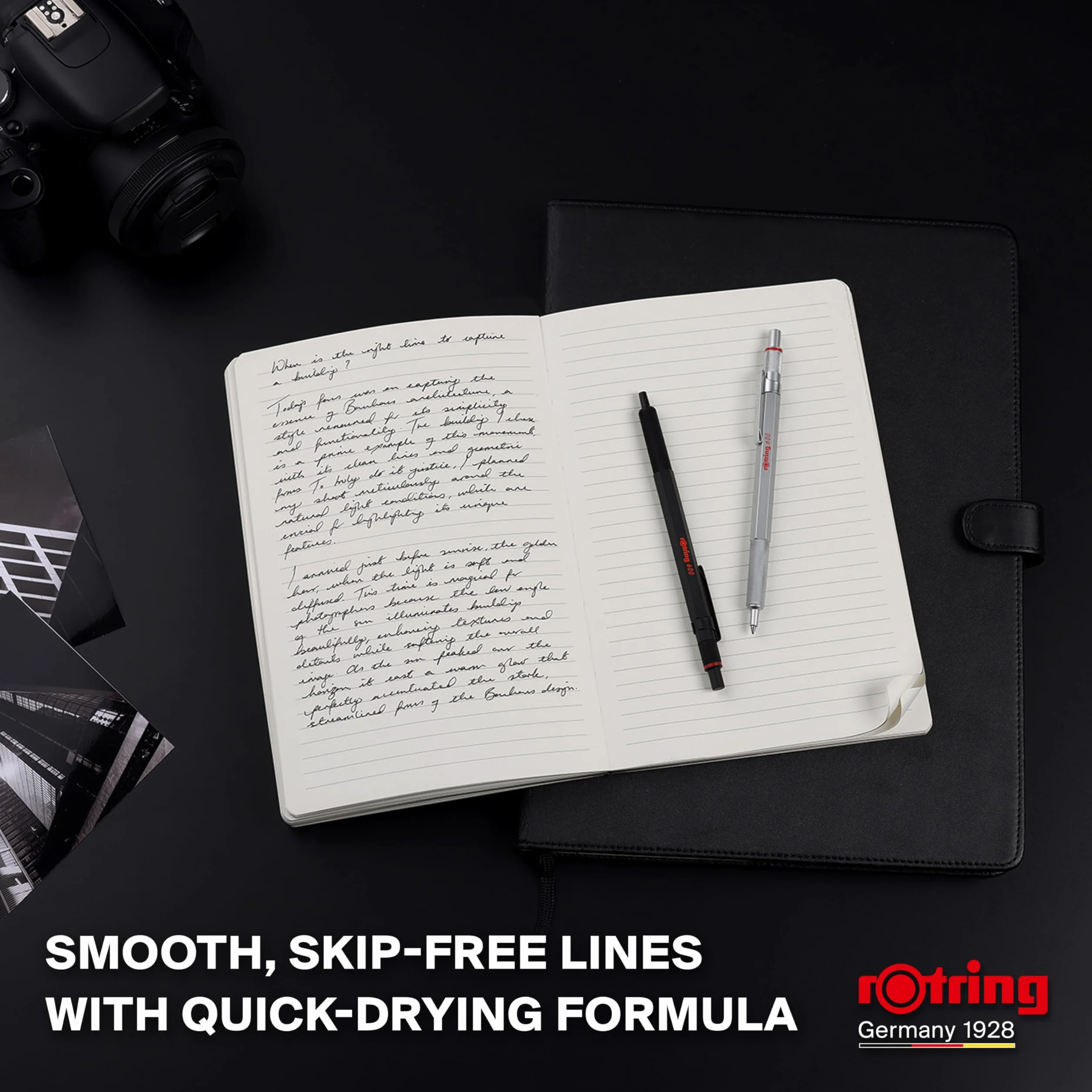 rOtring 600 Penna gel 0,55 mm Inchiostro nero Corpo metallo Impugnatura zigrinata antiscivolo