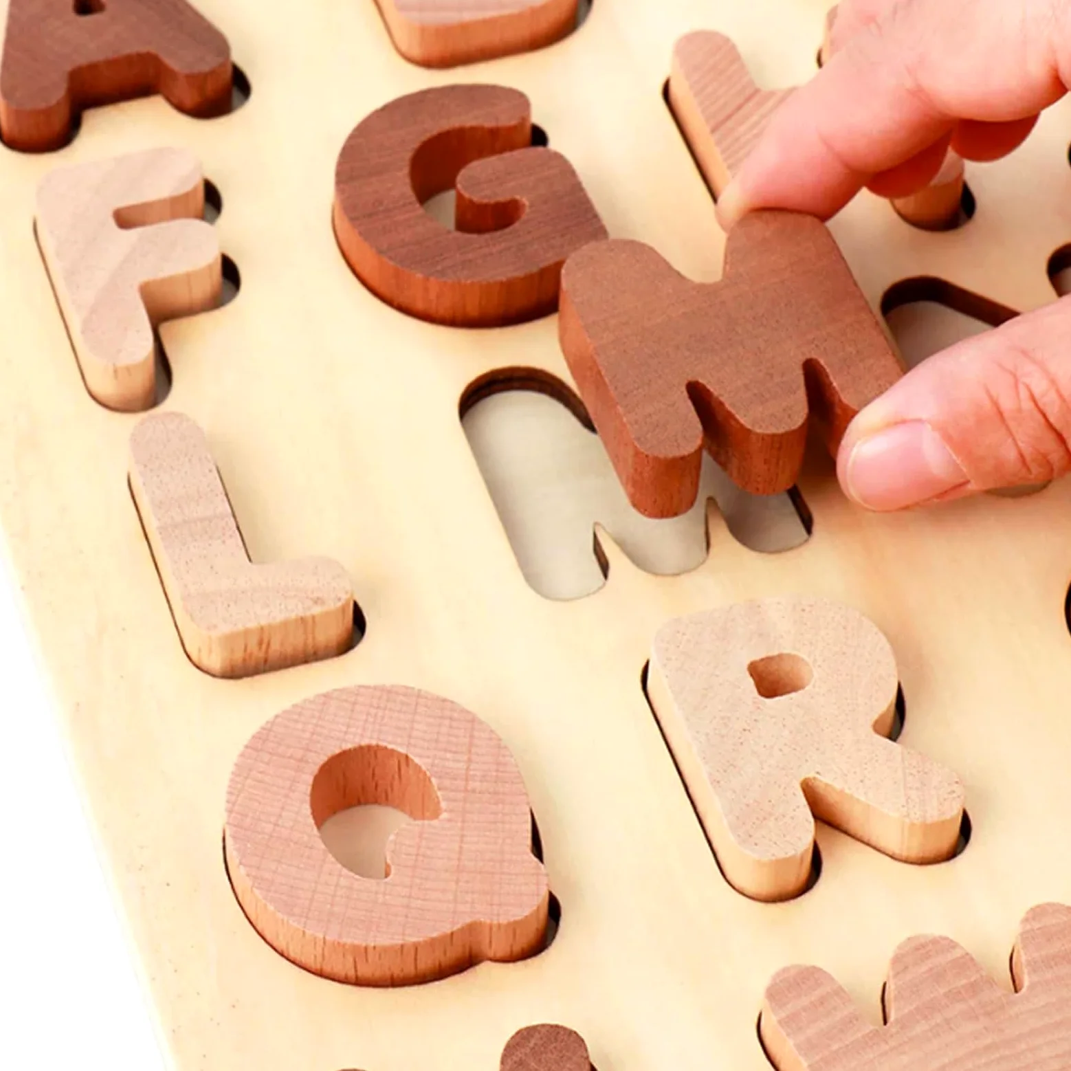 Puzzle in Legno Montessori con Alfabeto e Numeri | Sorter di forme di lettere e numeri in legno multi-tono naturale maiuscole e minuscole ABC 0-20