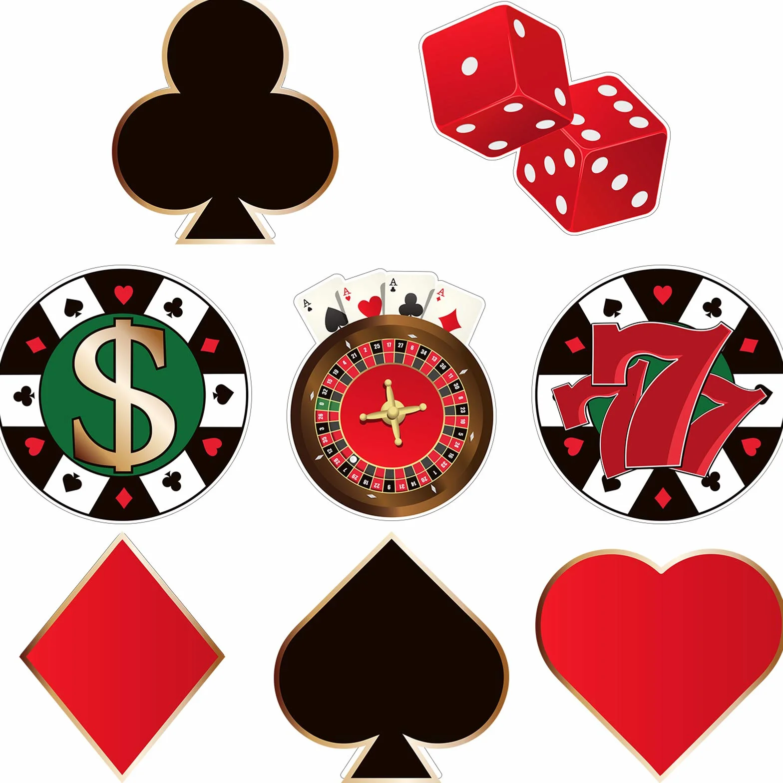 Ritagli di Festa del Casinò Las Vegas Tema Poker Decorazione Compleanno 40 Pezzi 5,9 x 5,9 Pollici