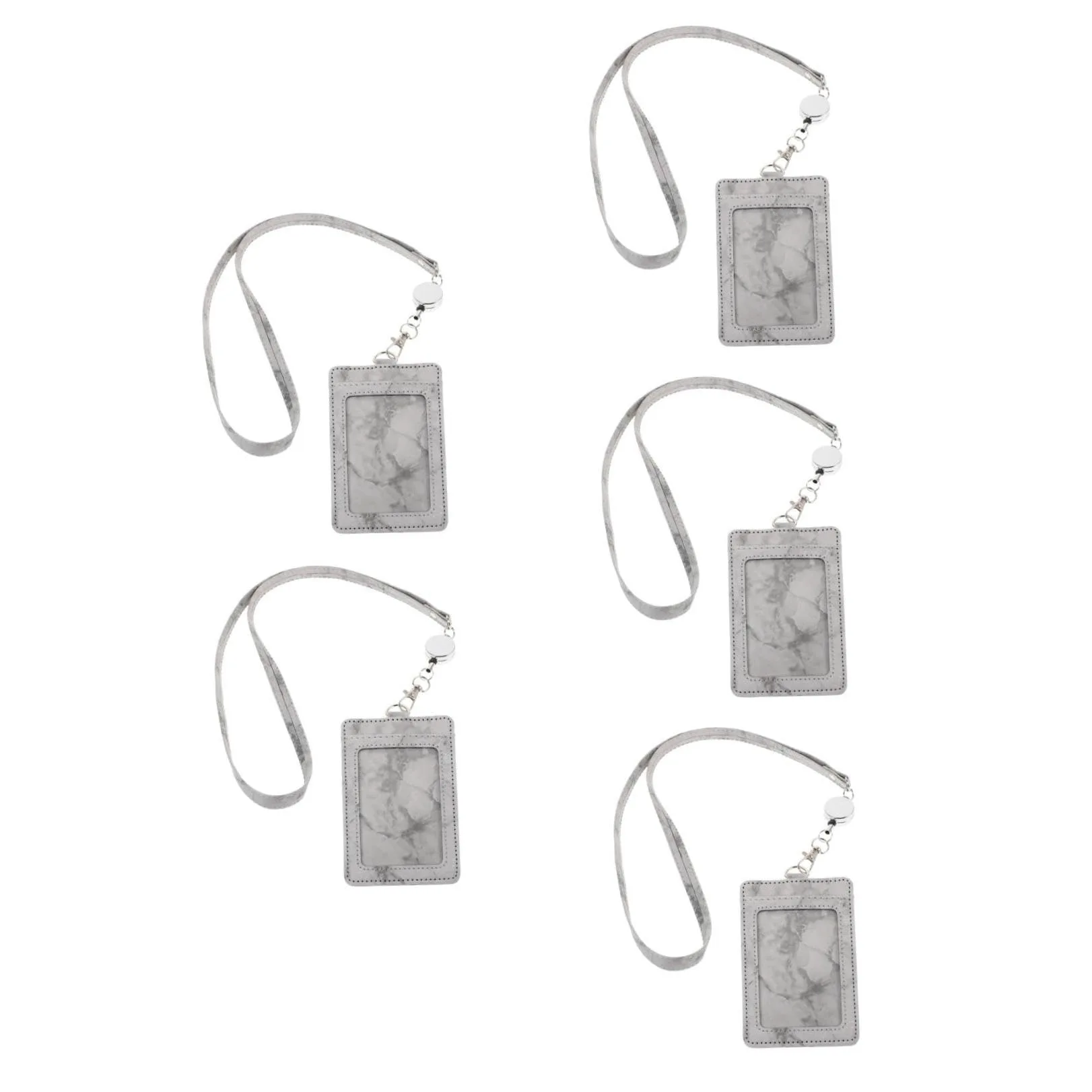 SHINEOFI 5sets Porta Badge Verticale Con Lanyard Rimovibile Porta Tessere Id Pu Con Design Elegante e Stile Marmo Per Ufficio Scuola e Eventi