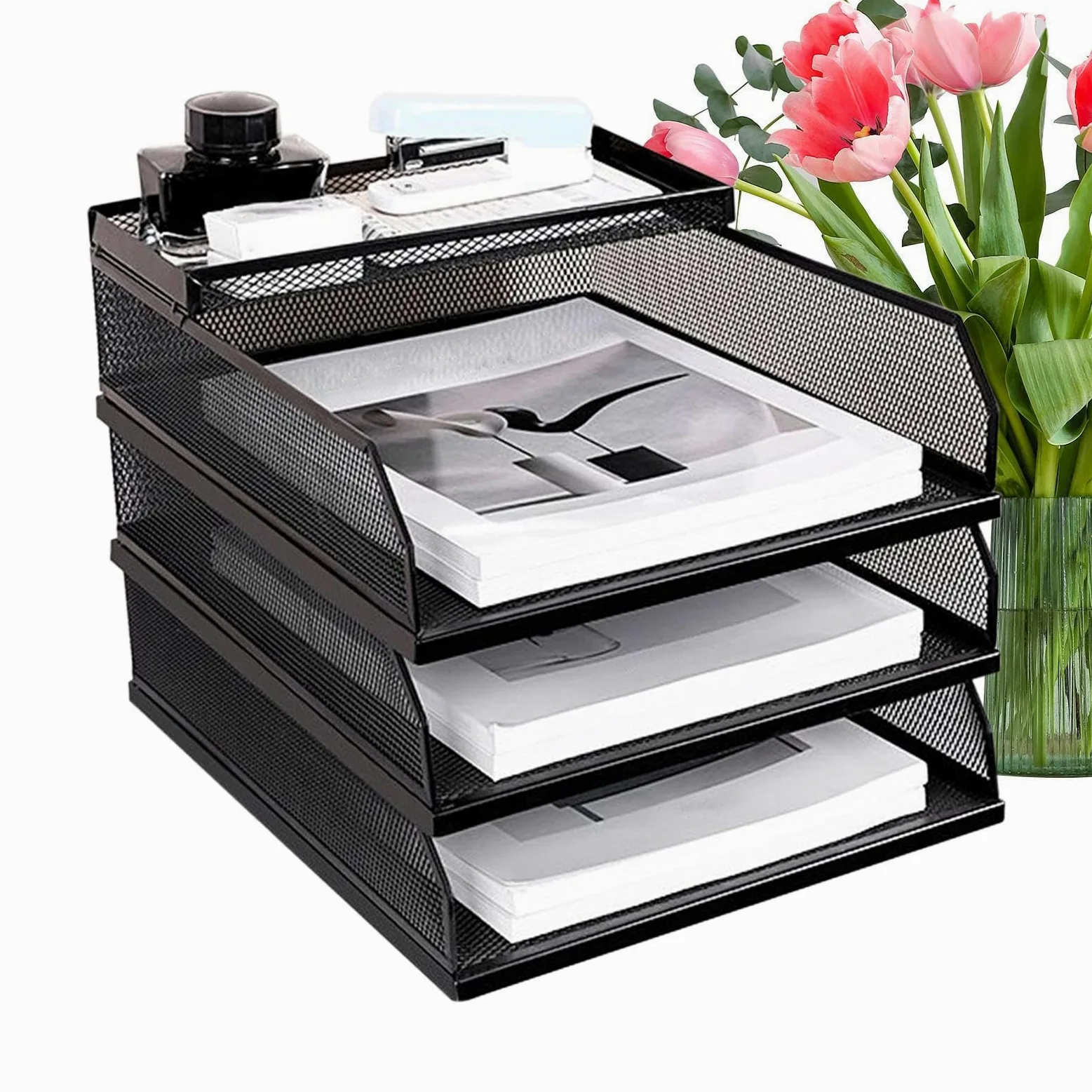 Organizer portacarta da scrivania Cartelle Scorrevoli Verticali | Classificatore A4 a Più Ripiani per Fogli e Cartelle Per casa, ufficio, scuola, studio, scrivania, cassetti, mensole, libri