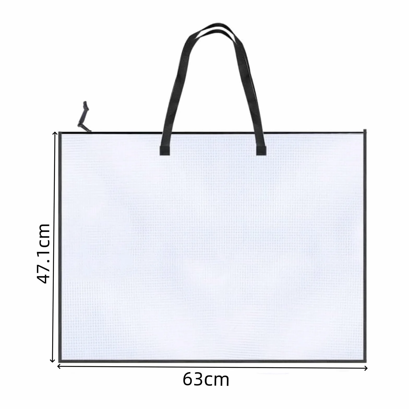 Cartellina formato A2 63x47,1 cm trasparente con griglia manico chiusura lampo borsa trasporto opere d'arte