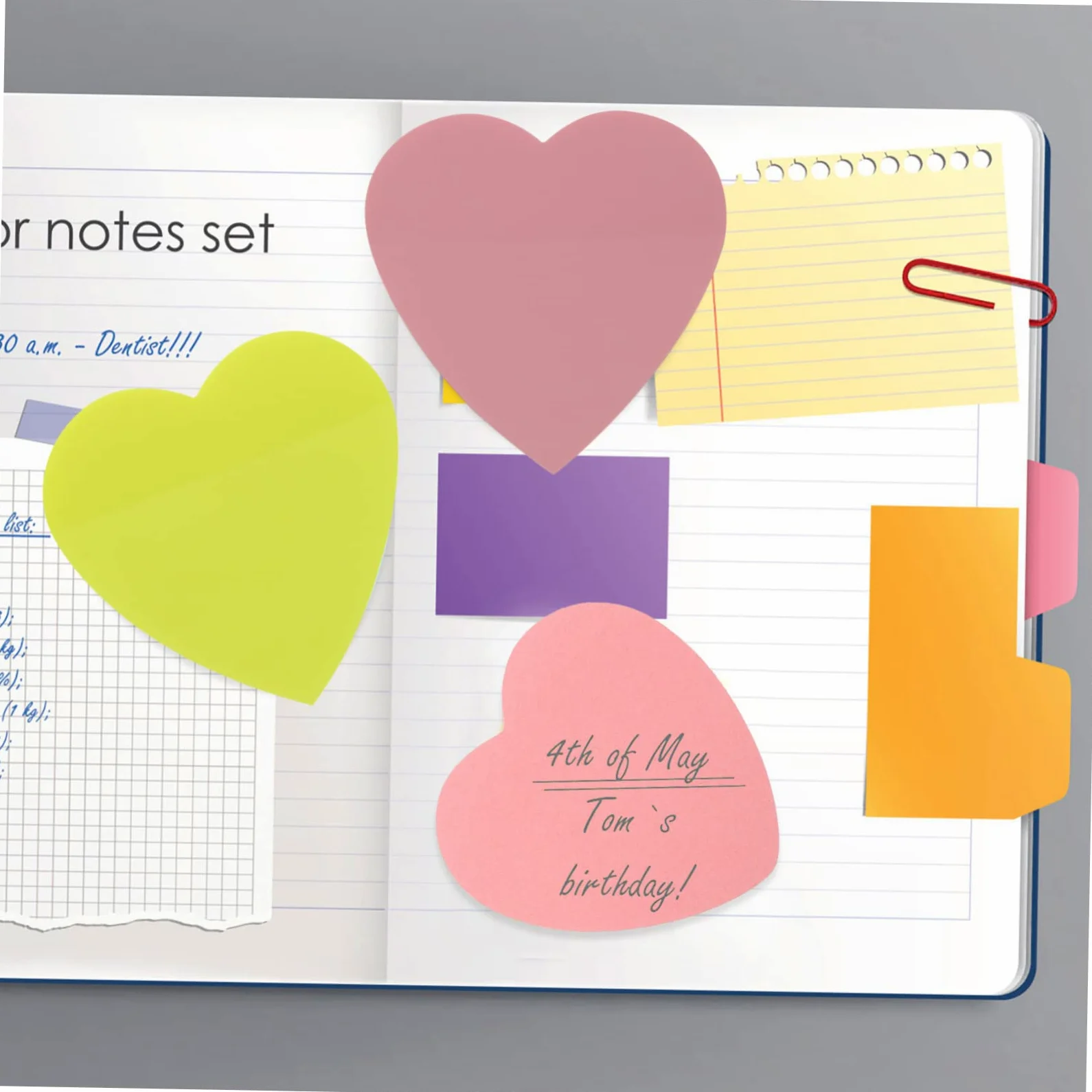 Housoutil 5 Pezzi Adesivi Memo Colorati per Note Foglietti Adesivi Trasparenti per Ufficio e Studio per Contrassegnare Libri e Documenti Utilizzo e Archiviazione Facile