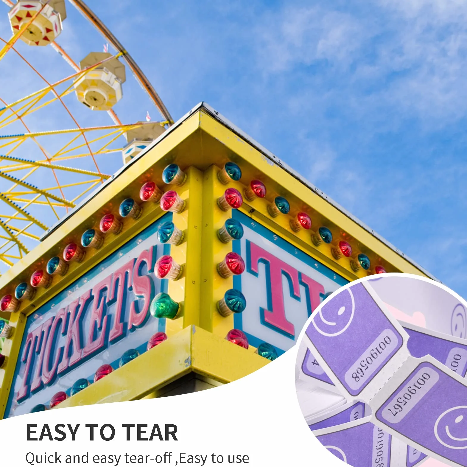L LIKED Smile Tombola-Tickets auf Rolle, 2,5 x 5,1 cm, 1000 Tickets, Violett