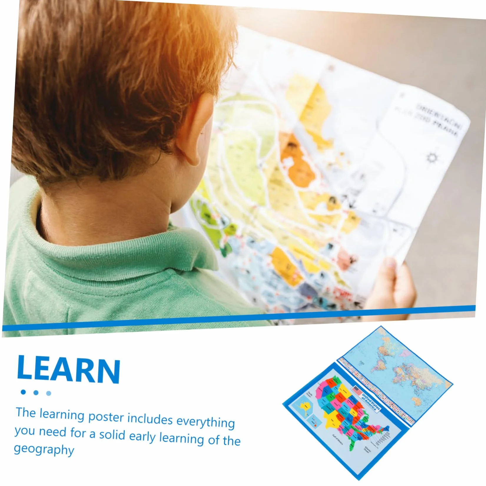 Veemoon Poster Educativo Mappa Del Mondo e Stati Uniti 40x60 Cm Set 2 Pezzi