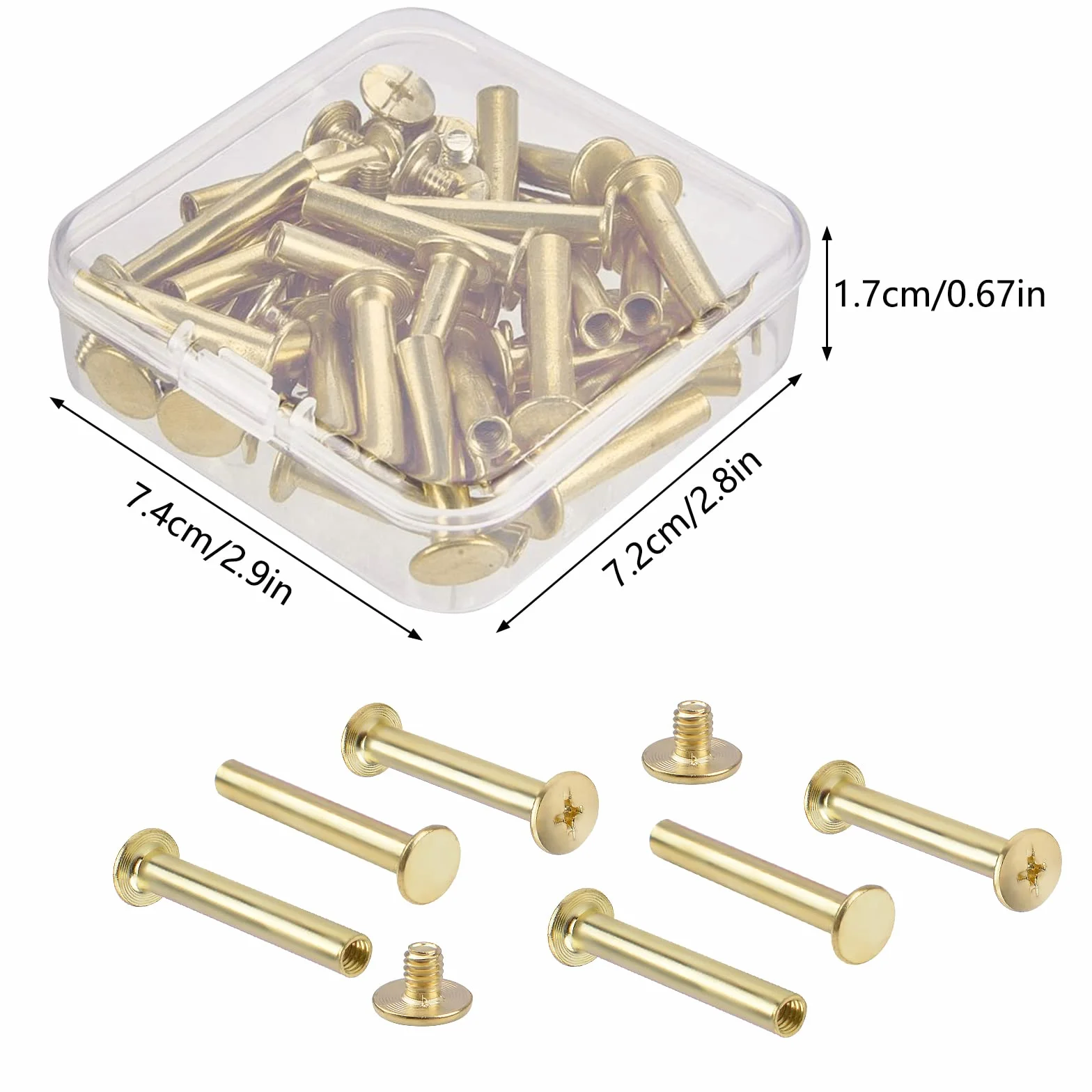 INCREWAY Chicago 30 viti per rilegatura a vite ottone placcato testa a croce 5 mm x 35 mm