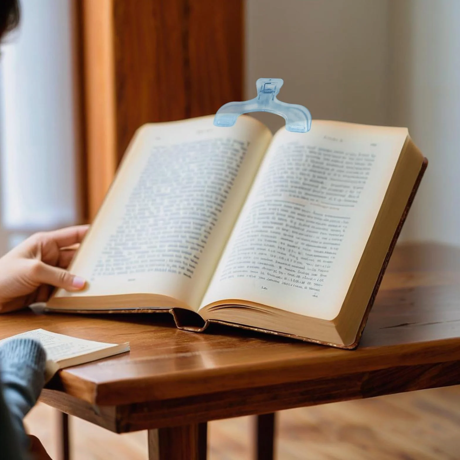 Clip per libri resistenti trasparenti blu multifunzionali porta pagine 2 pezzi