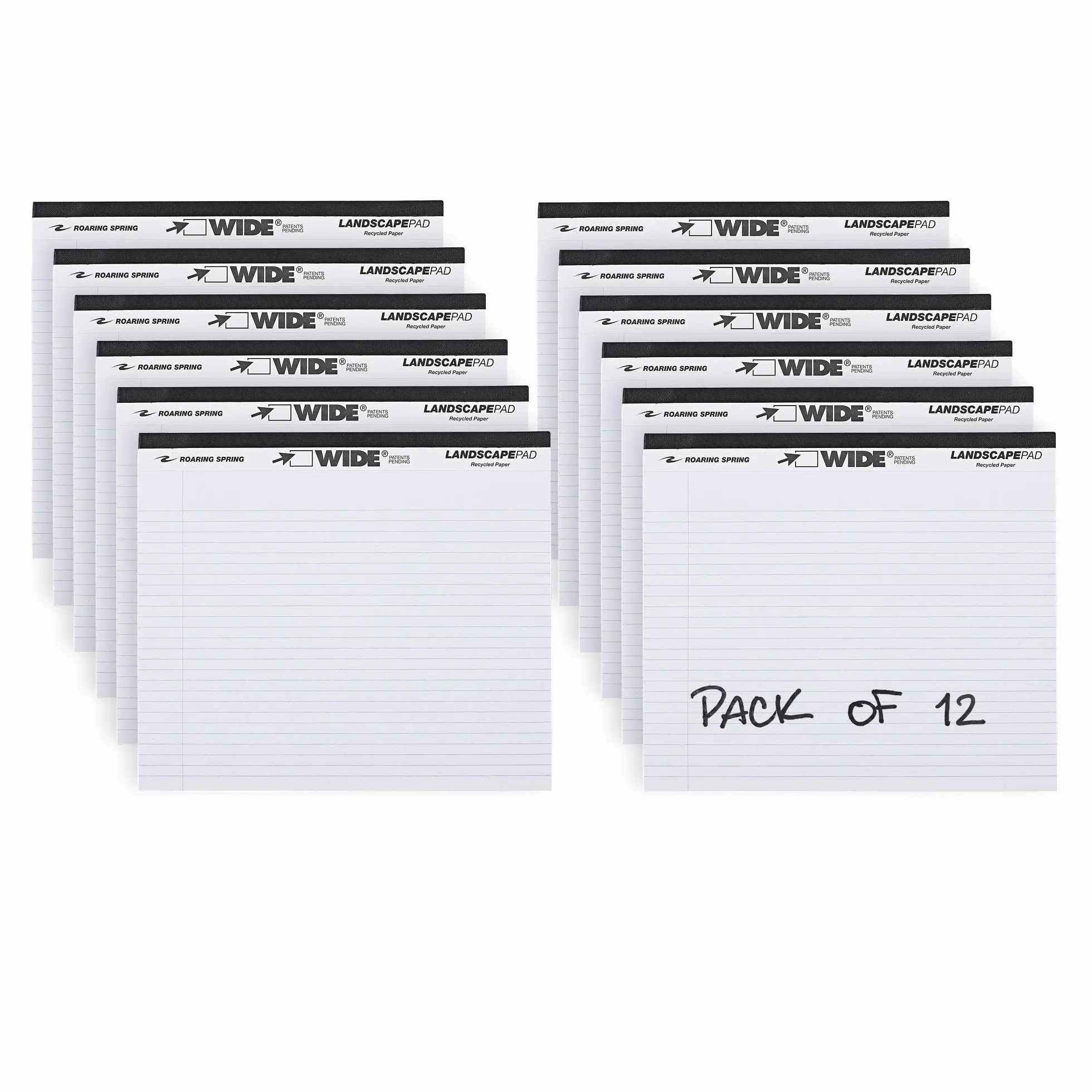 ROARING SPRING Ampio blocco legale orizzontale, bianco, 12 blocchi, 28 x 24,1 cm, a righe universitarie con margine, carta riciclata 9,1 kg, 40 fogli perforati, prodotto negli Stati Uniti