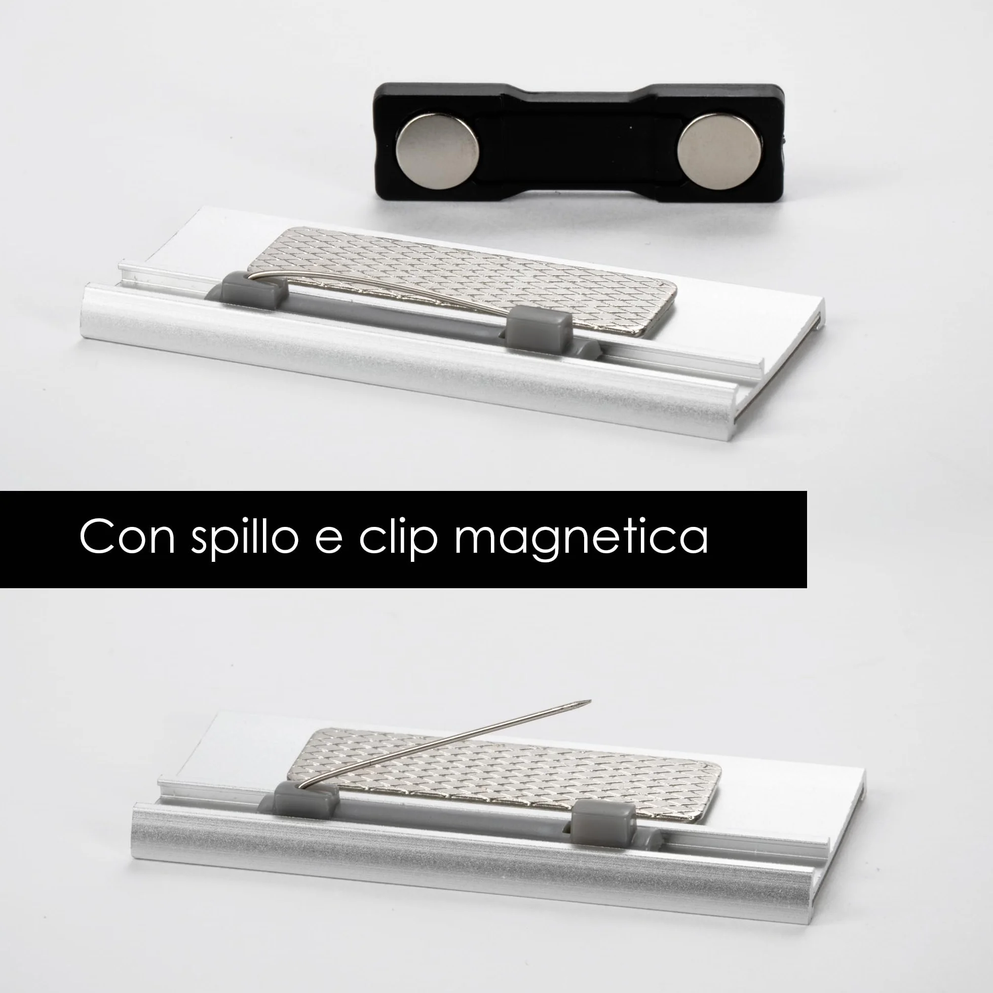 Targhette portanomi alluminio 72x32mm doppio magnete OfficeTree 10 szt