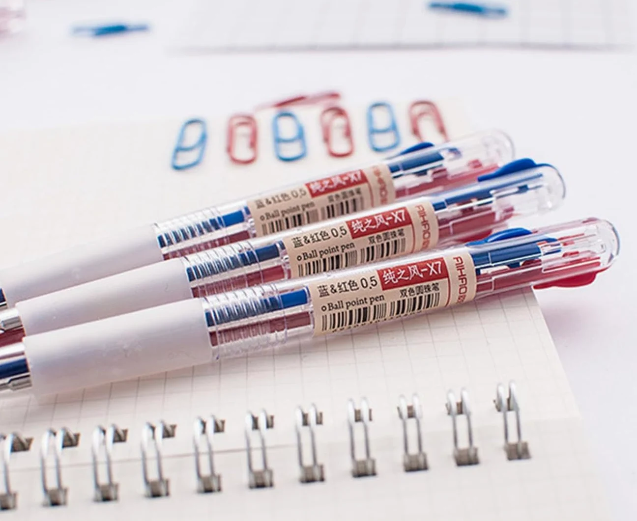penna a sfera, Penna a sfera, penna gel a retrattile a con inchiostro a bicolore rosso e blu 0,5 mm(24pcs)