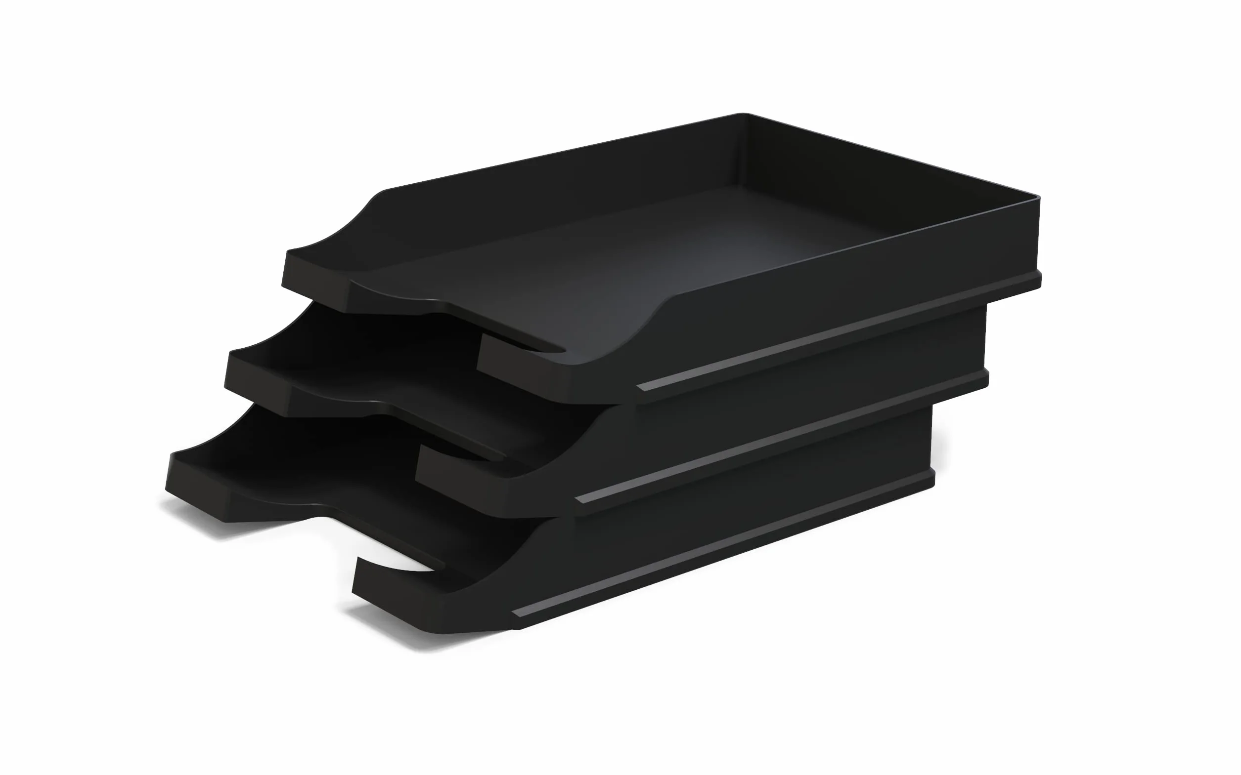 Set di 20x Vassoi portadocumenti A4+ nero - Organizzatore da scrivania impilabile - Vassoio in plastica per ufficio - Portacarte - Cestini per la corrispondenza - 35x25x5,2 cm