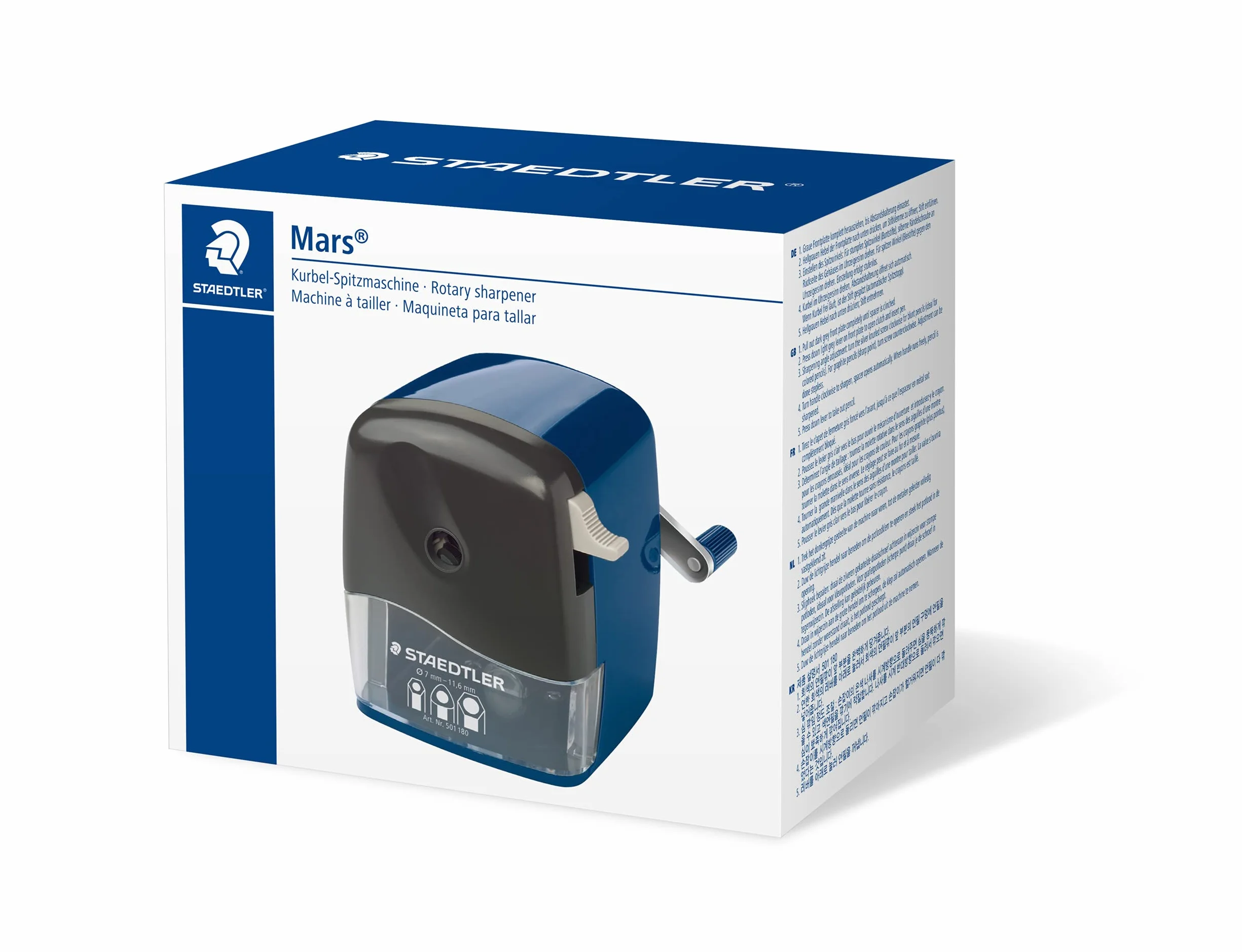 Staedtler Mars Temperamatite con Serbatoio per Matite Colorate e Grafite, Temperino con Contenitore, Cono Regolabile e Interruzione Automatica