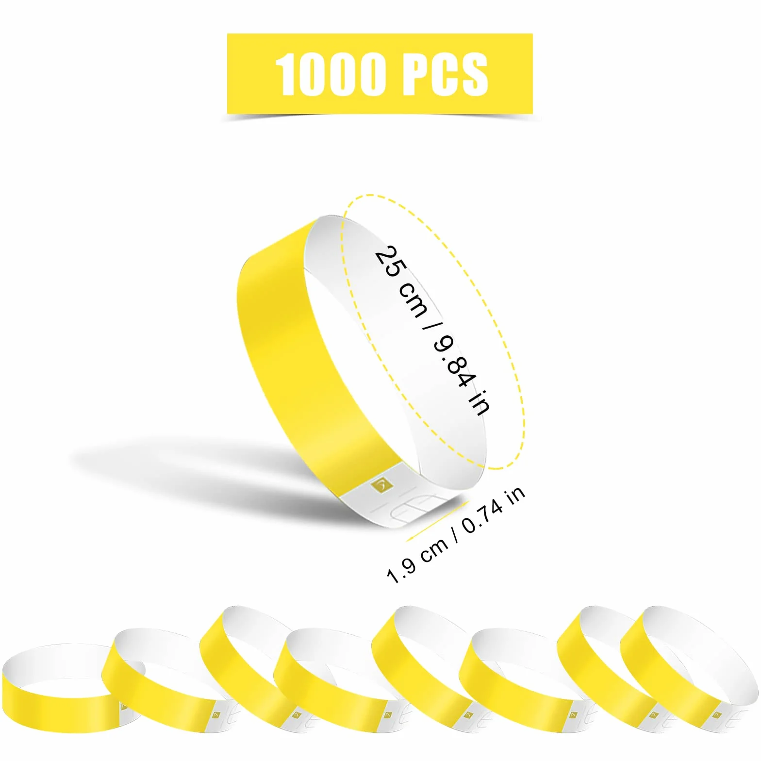 Braccialetti di Carta per Eventi Impermeabili 1000 Pezzi Colorati per Festival Musicali Concerti (Giallo)