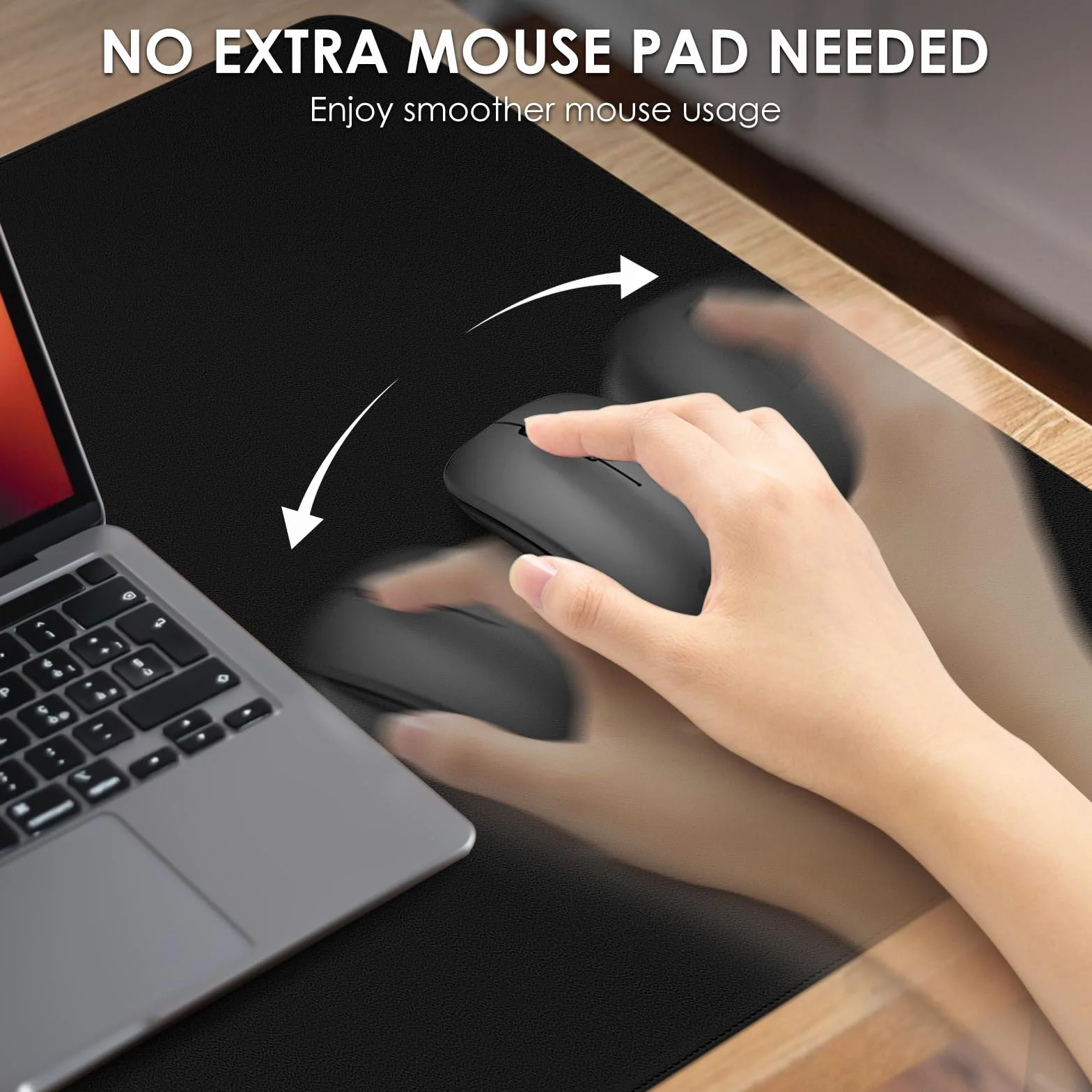 Vicwe Tappetino da Scrivania, 120 x 60 cm in Pelle PU, Antiscivolo, Multifunzionale, Tappetino per Mouse per Ufficio e Laptop, Protettivo per Scrivania per Ufficio/Casa (Nero)