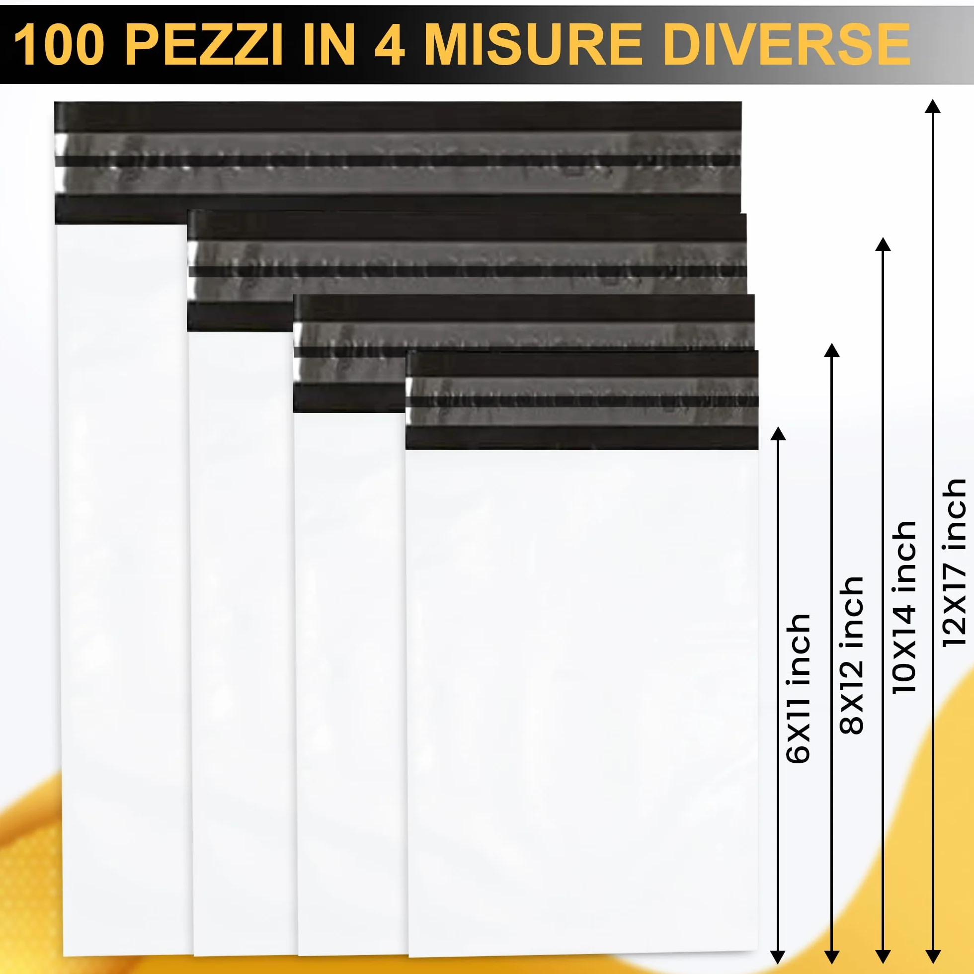 Sacchetti Spedizione Autoadesivi Opaqui 100Pcs 4 Misure Resistenti all'Acqua e Strappi per Vinted