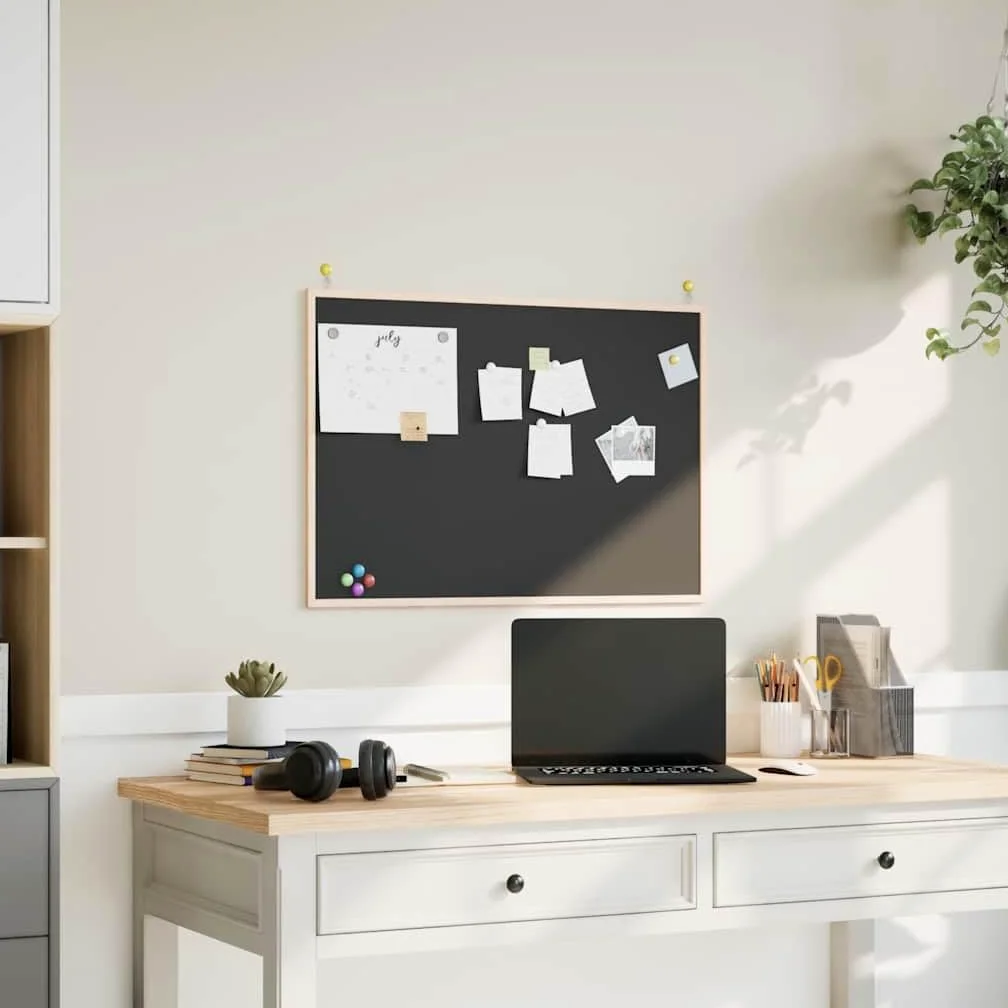 Rantry Arredo Lavagna con Cornice in Legno Massello di Pino Nero 80x55 cm, Mobilia Arredo Mobili da Interni per Camera da Letto Soggiorno Ufficio