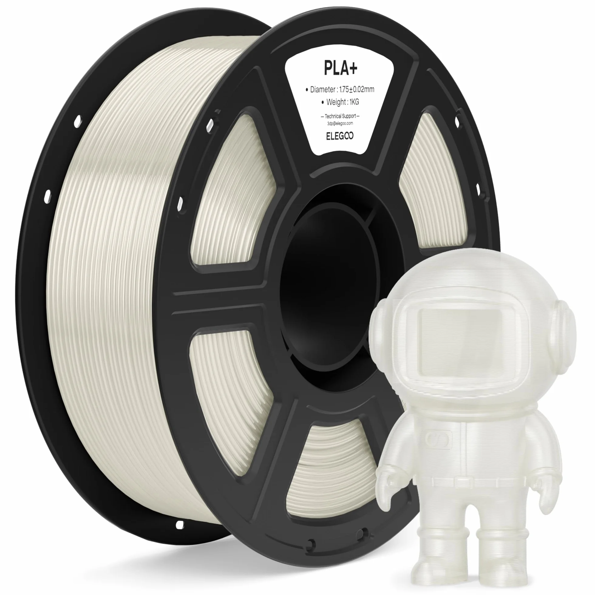 ELEGOO PLA+ Filamento 1,75mm Traslucido 1KG, PLA Plus Alta Resistenza per Stampanti 3D, Precisione Dimensionale +/- 0,02mm