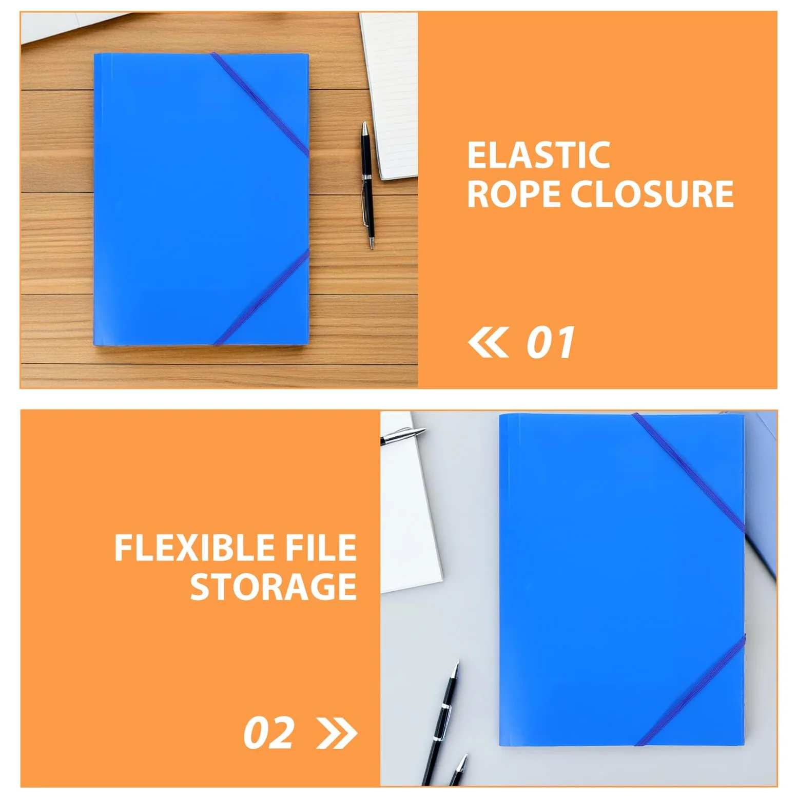 DOITOOL Cartella Portadocumenti A4 con Elastico Organizer Portatile in Plastica Resistente Set da 10 Pezzi per Ufficio Scuola e Viaggi Custodia Compatta per Documenti con Fascia