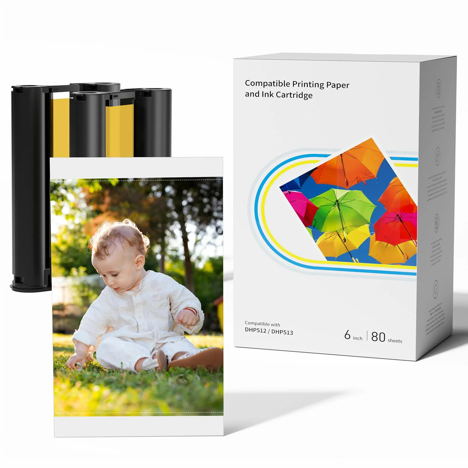 Liene Amber M100/M200/M110/M210 4"x6" Carta Fotografica LP-80 10x15cm Pacchetto 80 + 2 Cartucce Inchiostro