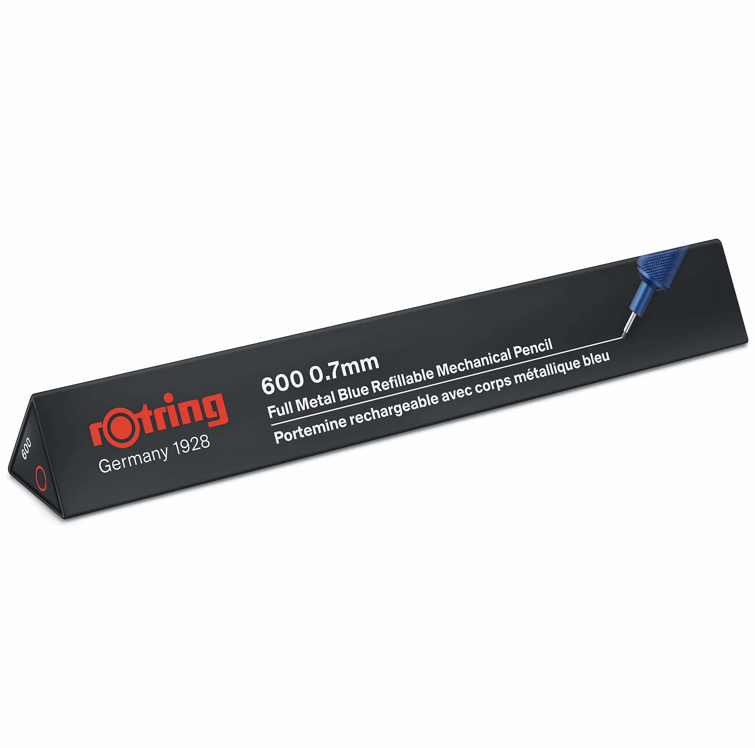 rOtring 600 portamine | 0,7 mm | corpo interamente in metallo blu | impugnatura zigrinata antiscivolo e corpo esagonale