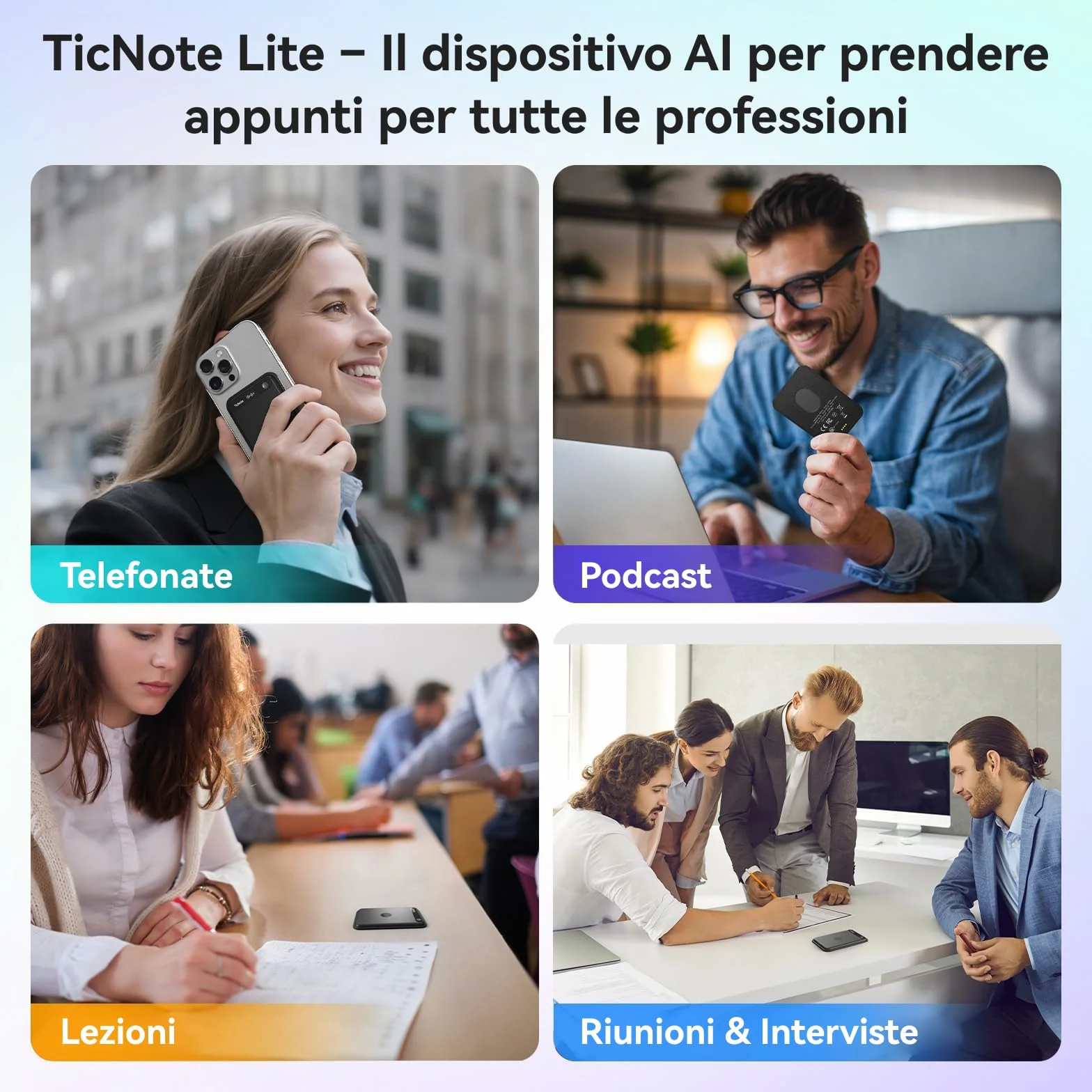Mobvoi TicNote Lite Registratori vocali digitali AI 4 GB, Custodia Magnetica Integrata, Controllo App, Oltre 120 Lingue, Trascrizione e Riepilogo AI Shadow, Registratore Audio Digitale per Telefonate