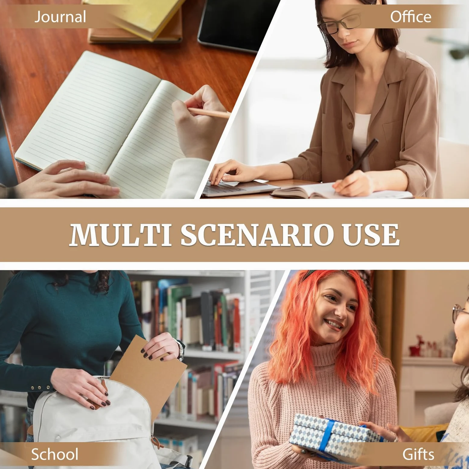 Confezione da 20 quaderni A5 in carta kraft, 72 pagine, 20,5 x 14,9 cm, quaderni per lavoro, quaderni di composizione per scuola, diari per ufficio