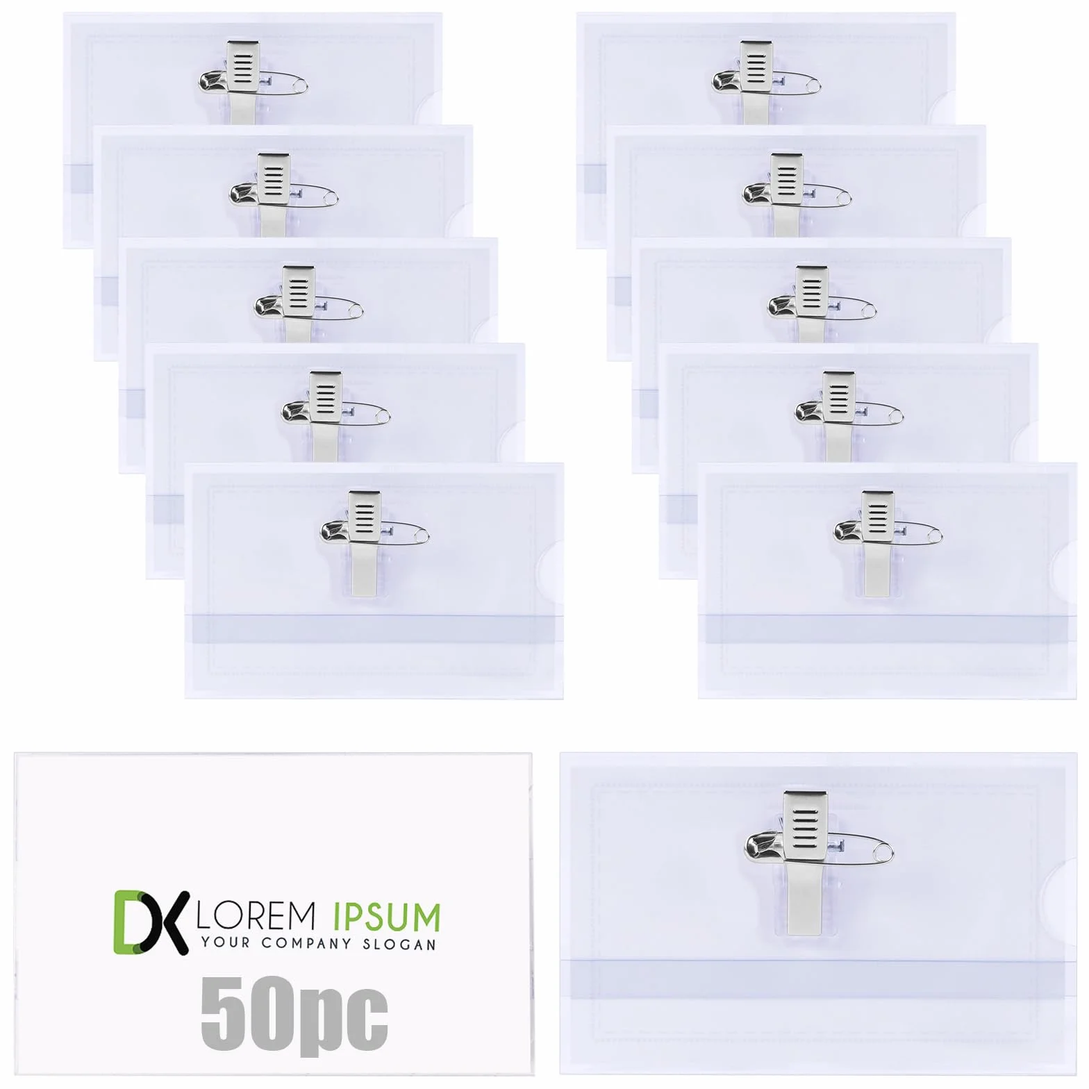 Vicloon Porta Badge Orizzontale Clip 50pcs Plastica Trasparente 90mm x 56mm Targhette Nome