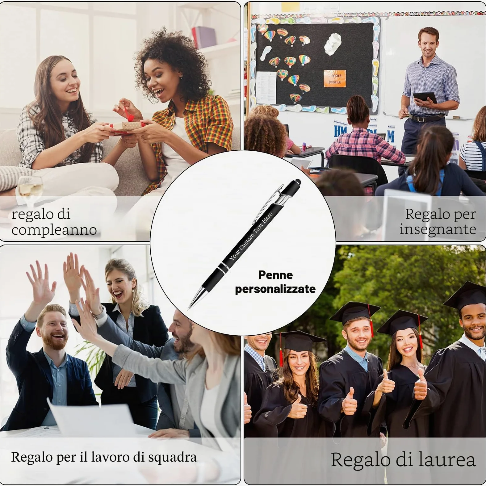 50 Penne Personalizzate con Scritta Nome Inciso Penne a Sfera Personalizzabili con Stilo Regalo per Matrimonio Compleanno Natale La Laurea Ufficio Commerciale, Assortiti