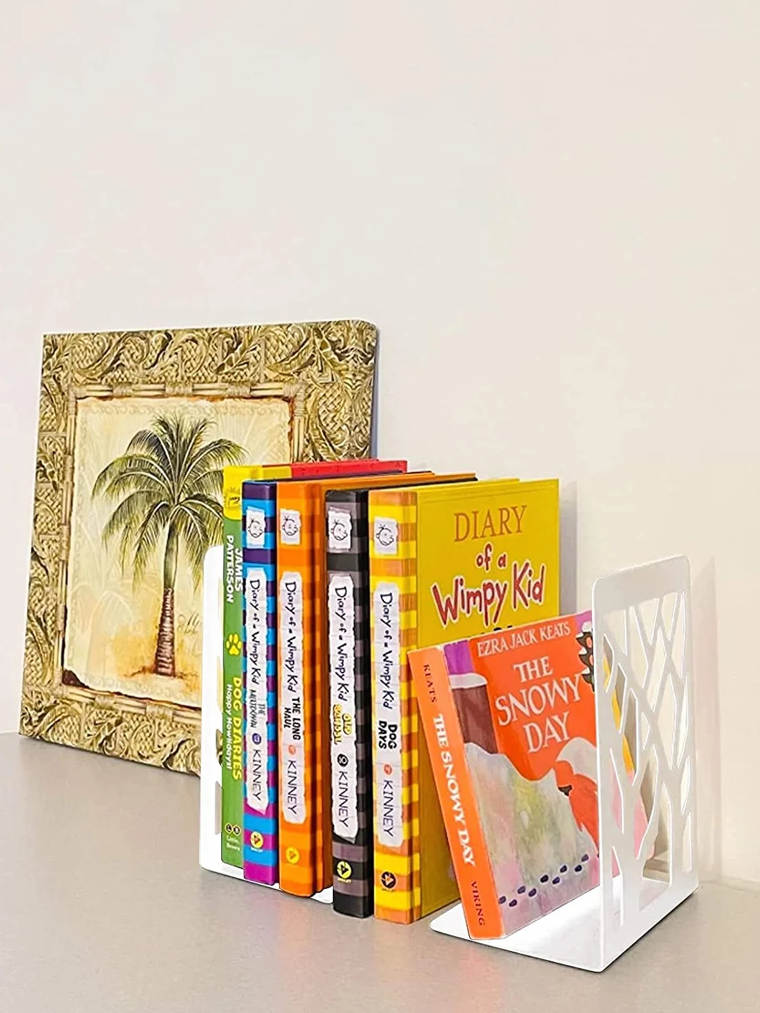 5 Paia Fermalibri per Mensole, MSDADA Reggi Libri per Libreria, Porta Libri in Metallo, Ferma Libri da Scaffale, Ufficio in Reggilibri, Fermalibri Design per Casa, Biblioteca, Scuola(Bianco)