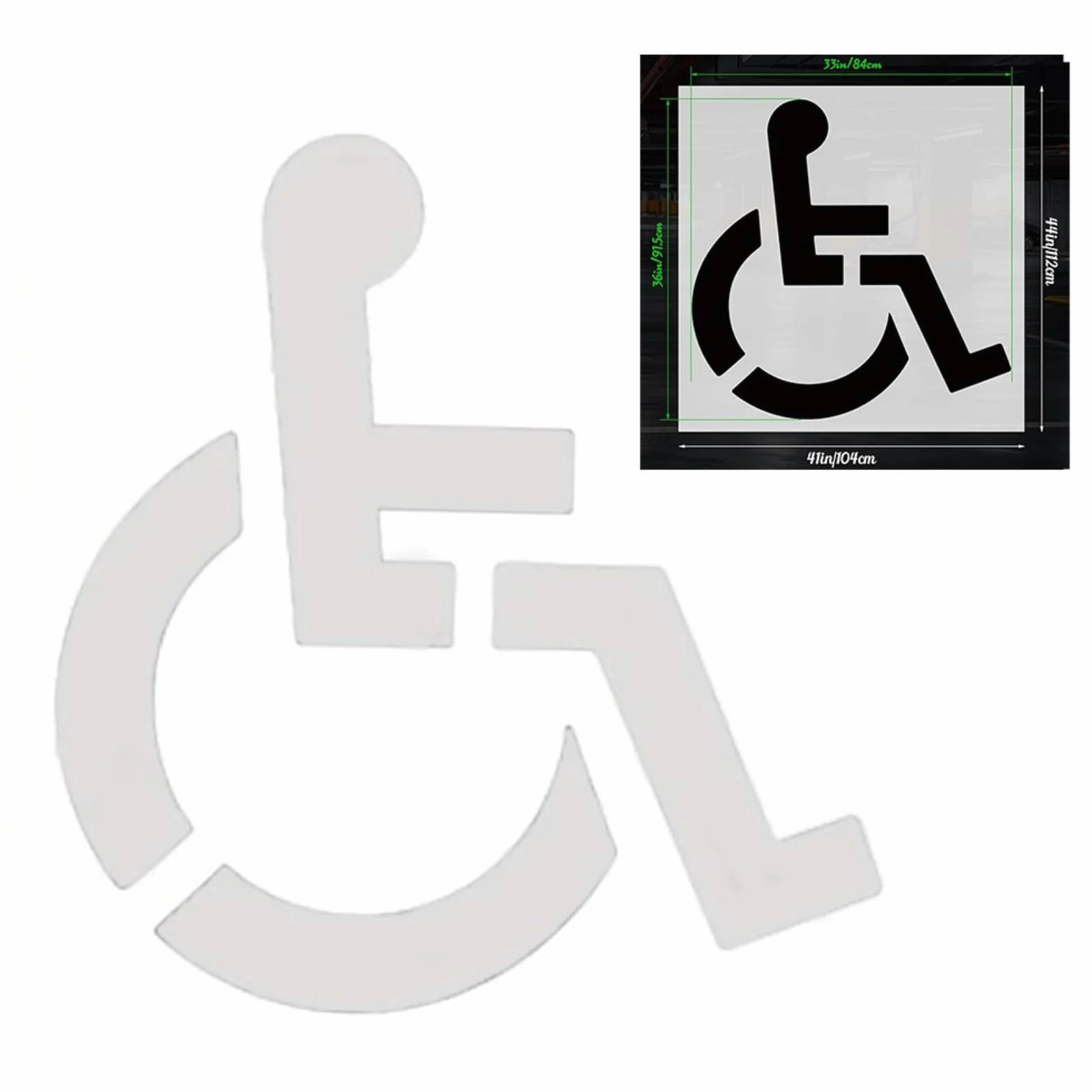 Stencil in silicone per handicap parcheggio, 91 x 83 cm, riutilizzabile, resistente alle intemperie