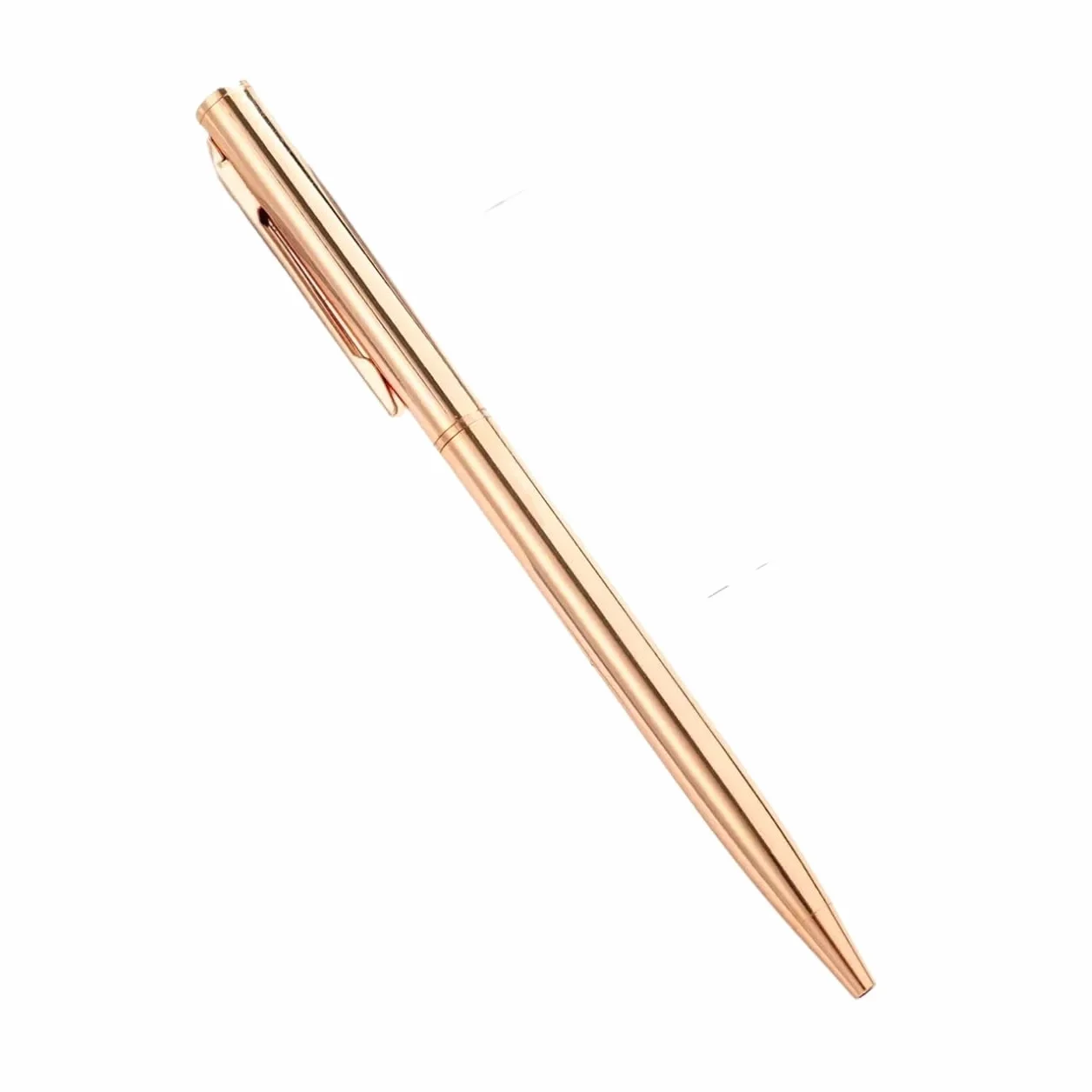 KLVN 50 penne a sfera in metallo color oro rosa, con logo, cancelleria per regali aziendali, lettere con nome inciso per scuola e ufficio (oro rosa, blu)