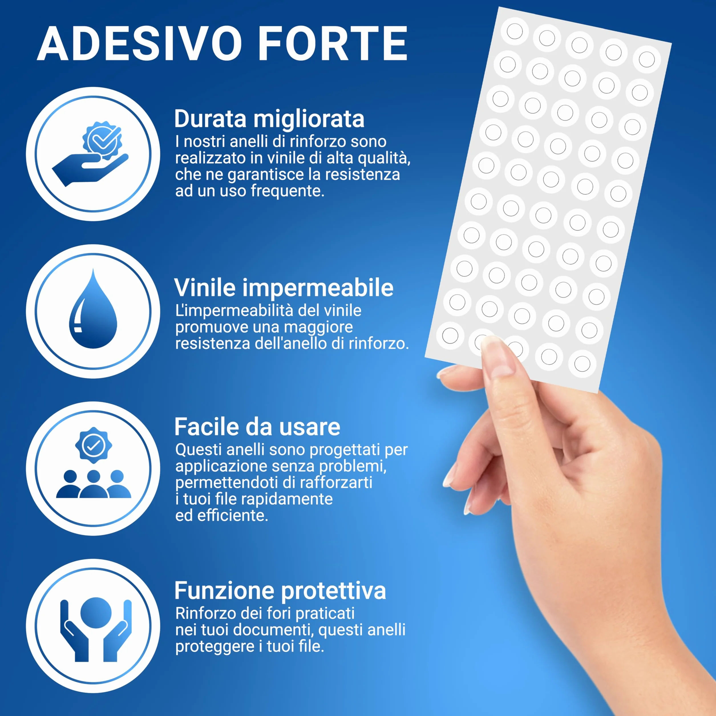 Salvabuchi Fogli Anelli Rinforzi Bianco 3000 | Anelli Autoadesivi Vinile