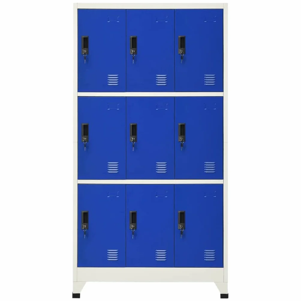 vidaXL Armadietto con Serratura Grigio e Blu 90x45x180cm Acciaio
