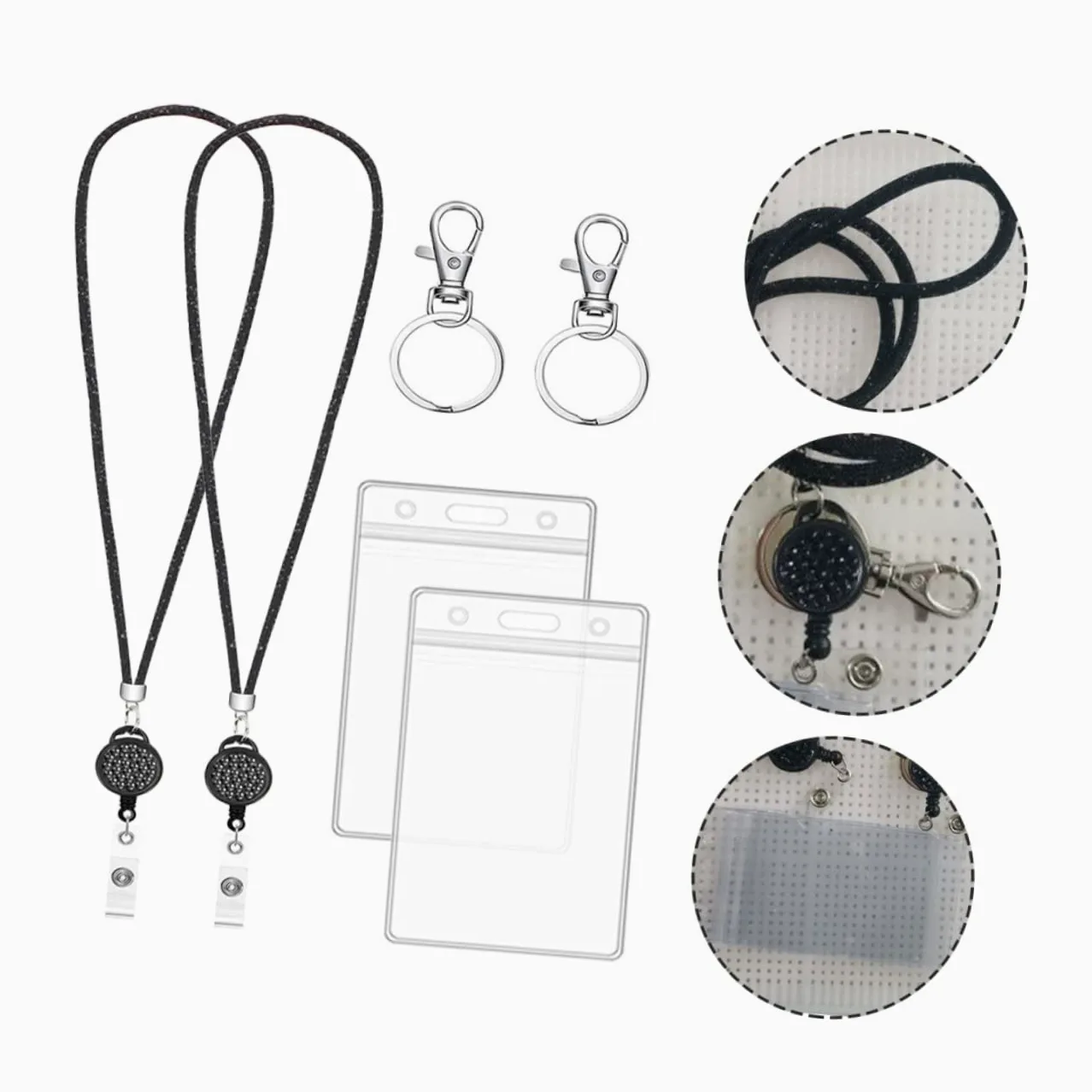 NUOBESTY 3sets Portabadge Con Cordino Retrattile Da Pz Porta Tessere Id Con Finestra Trasparente Compatibile Con Carte Di Identità Lavoro Studenti e Pass Hotel