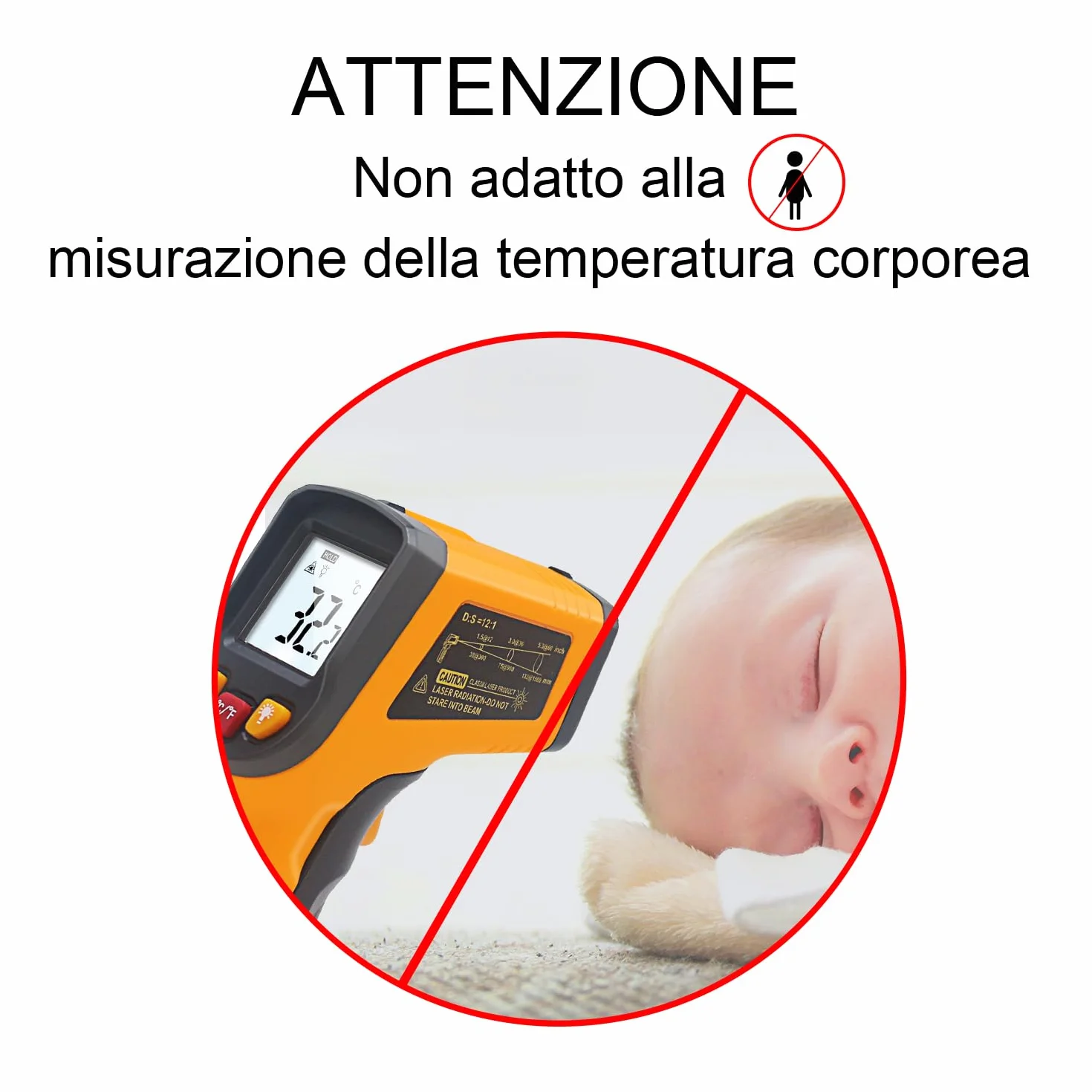 KETOTEK Termometro a Infrarossi Pistola -50°C a 400°C Laser Digitale per Cucina Pizza Congelatore