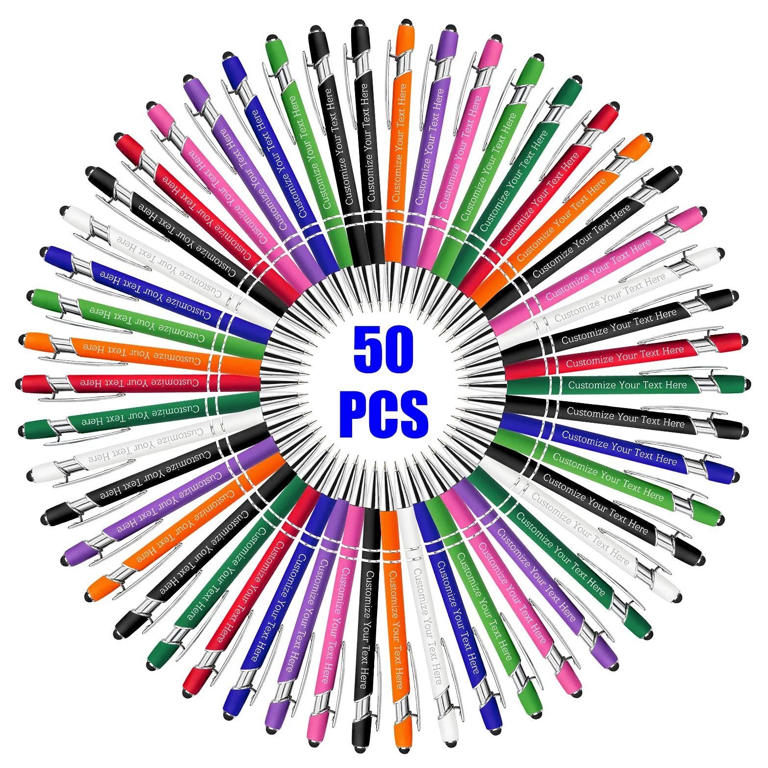 50 Penne Personalizzate con Scritta Nome Inciso Penne a Sfera Personalizzabili con Stilo Regalo per Matrimonio Compleanno Natale La Laurea Ufficio Commerciale, Assortiti