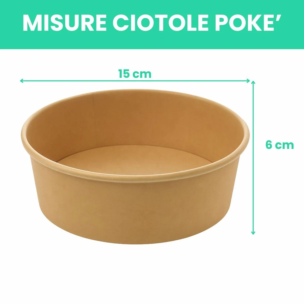 200 Bowl Poke 750 ml con Coperchi - Cartone Rivestimento PLA - Resistenti a Cibi Umidi e Unti