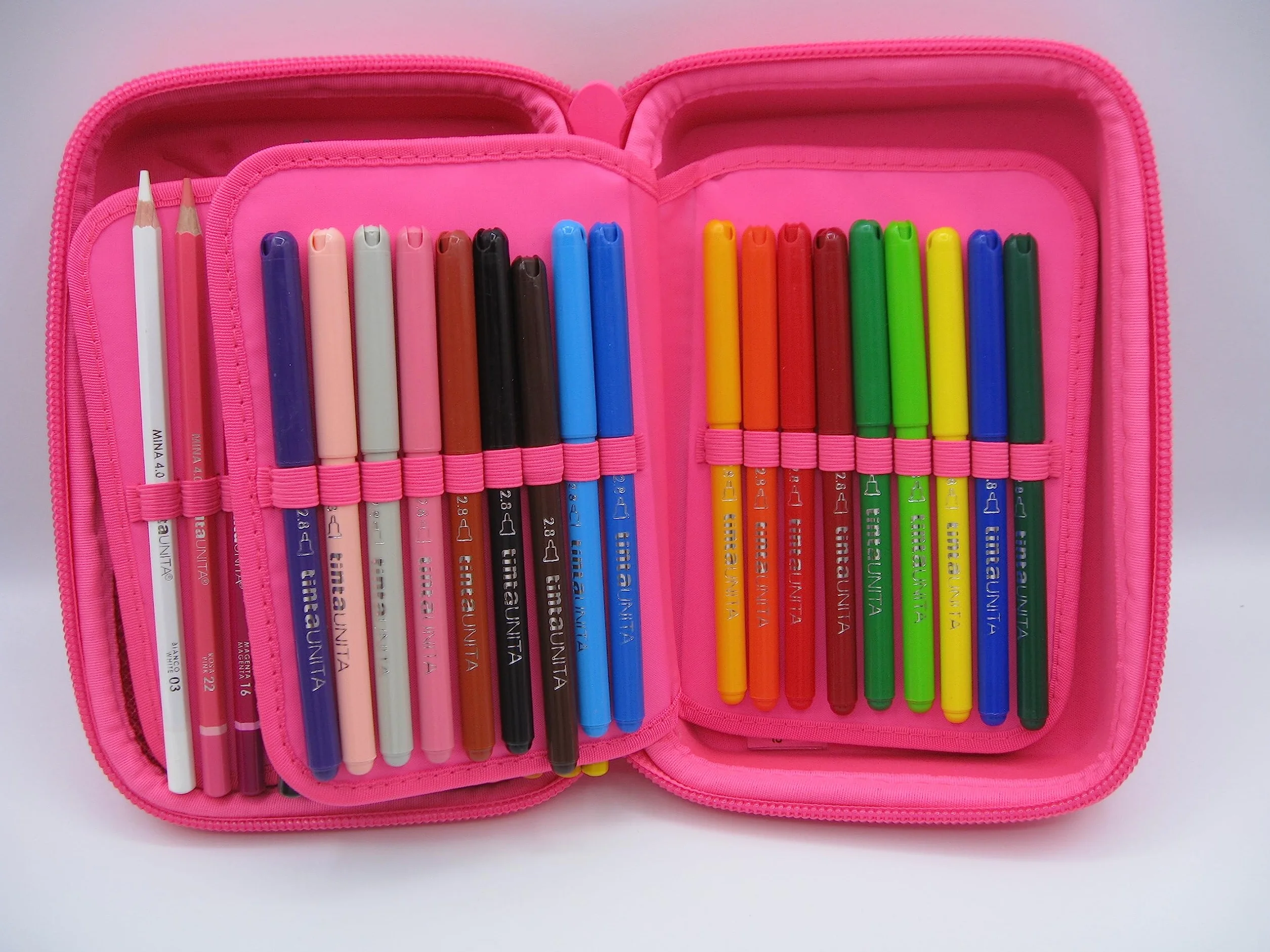 Astuccio Tinta Untia ONE TIME Completo a 3 scomparti 1 zip (Fucsia Fluo)