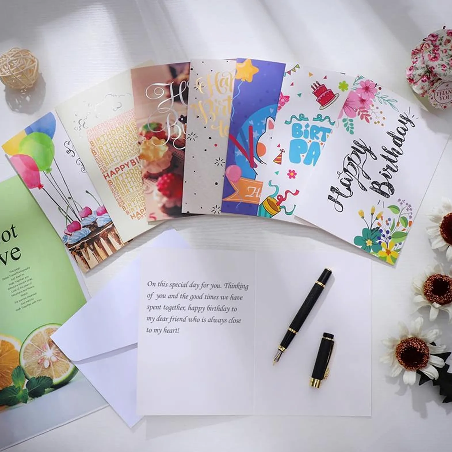 Biglietti d' auguri Biglietto di auguri 4. 0PCS. Biglietti di compleanno con 4 0PCS. Buste Creative Birthday Biglietti Bulk Box Set Party Forniture Birthday card Biglietti augurali Compleanno